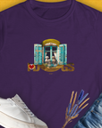 The shirt showcases a cute dog design with dogs peeking from a window, perfect for any dog lover. Volume 9 of the popular I LOVE DOGS 1-Series, designed by Dog Gang. 