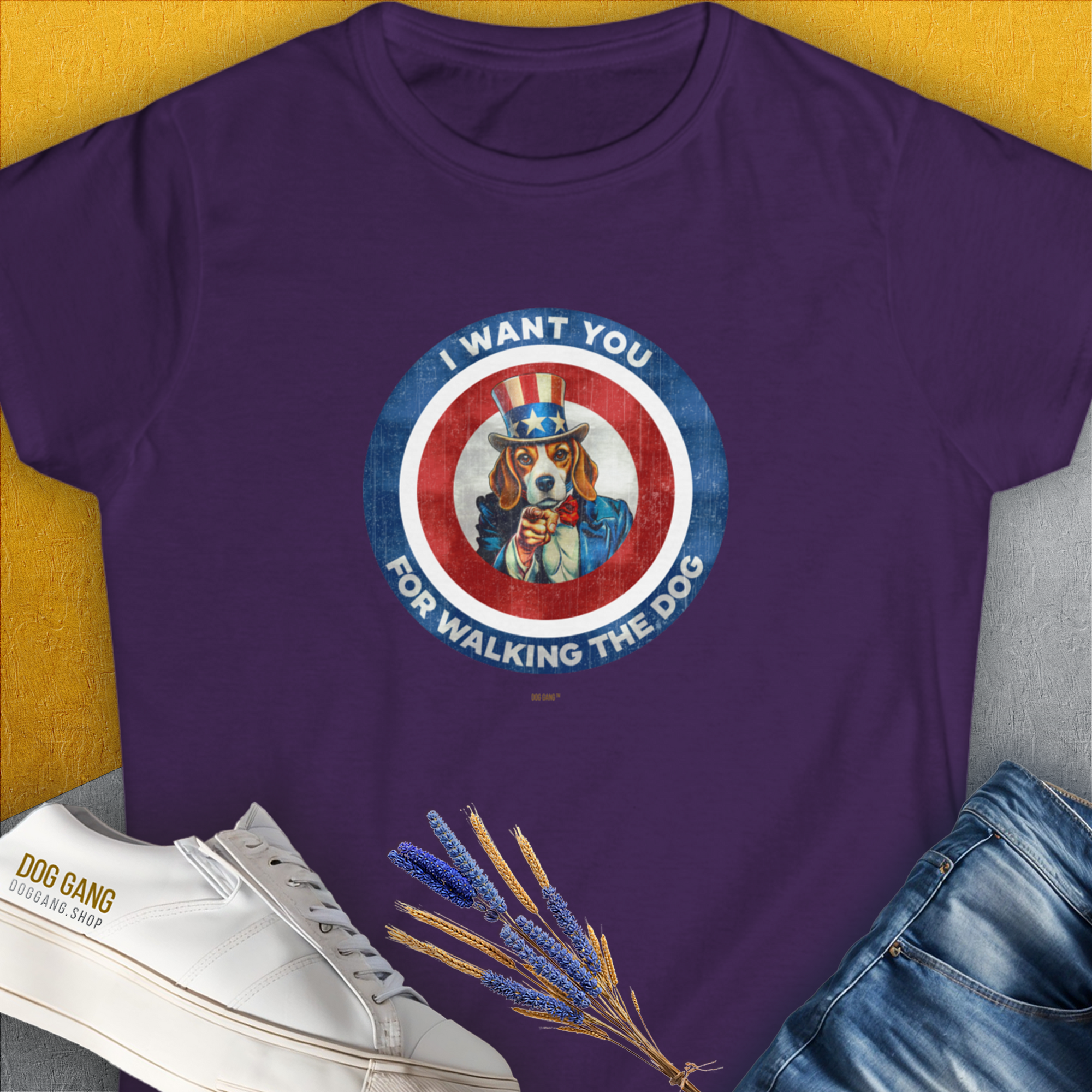 I Want You For Walking The Dog, Volume 1, Women&#39;s T-Shirt-Purple, a cool and stylish design with a funny saying from Dog Gang