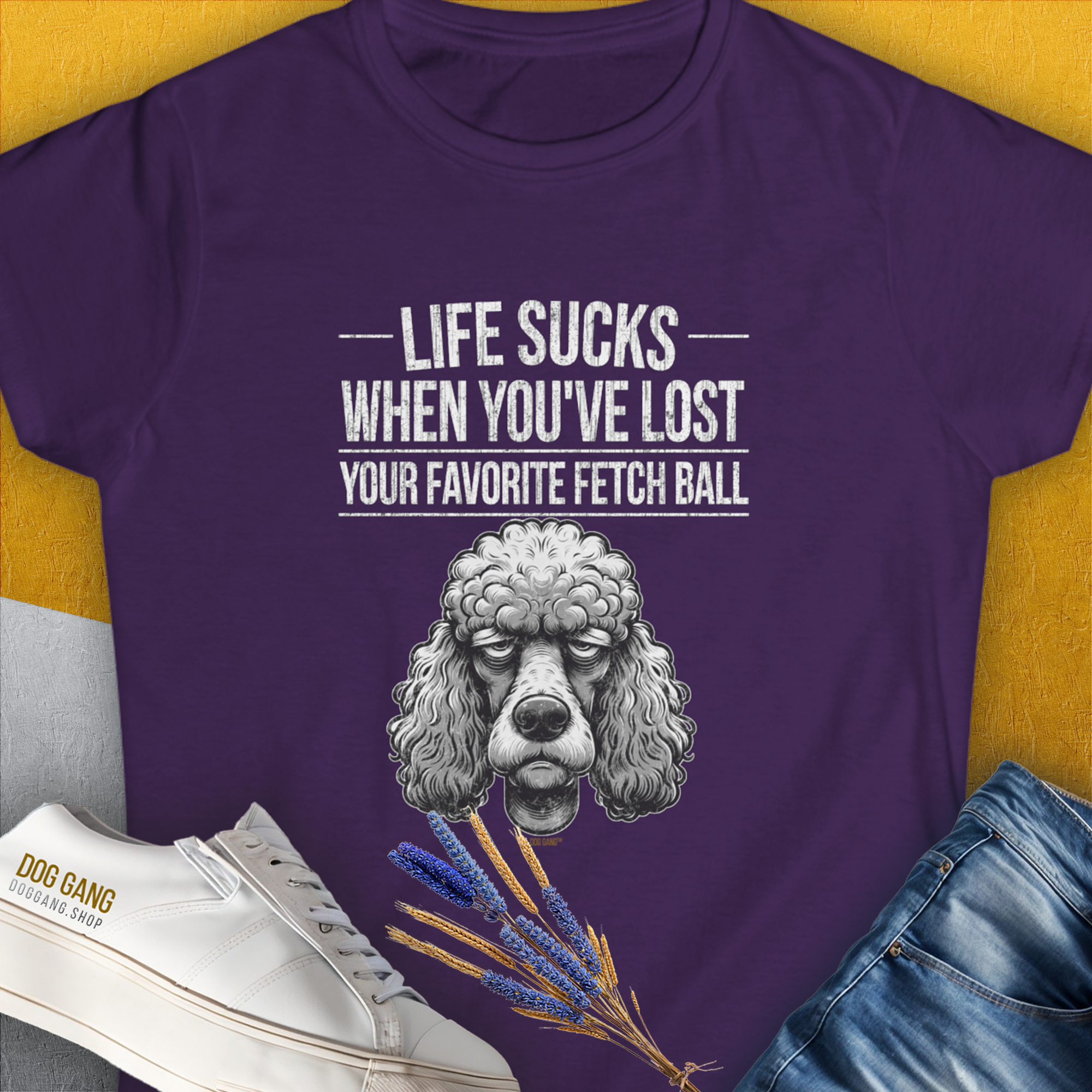 Life Sucks When You&#39;ve Lost Your Favorite Fetch Ball, Volume 7, Women&#39;s T-Shirt-Purple, a cool and stylish design with a funny saying from Dog Gang