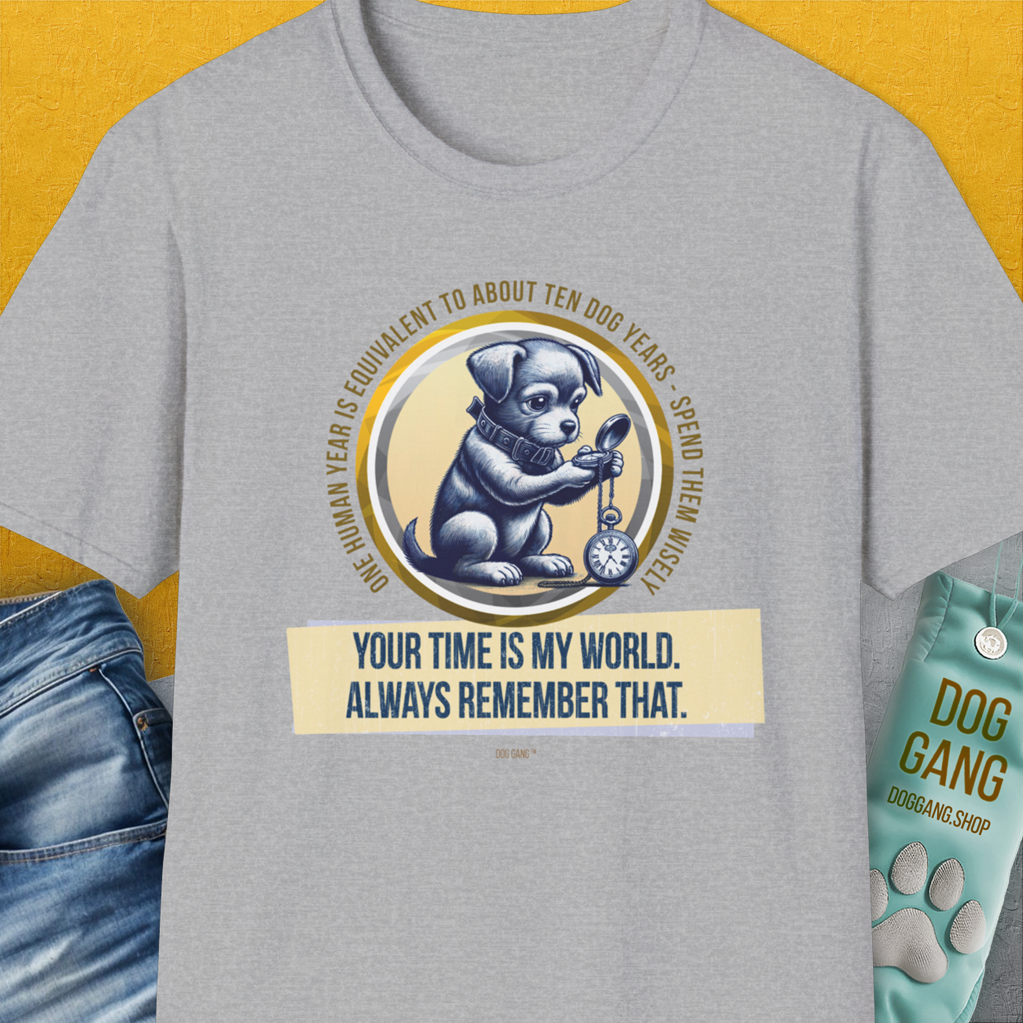 One Human Year = Ten Dog Years, Volume 2, Unisex T-Shirt-Sport Grey-Design made by Dog Gang