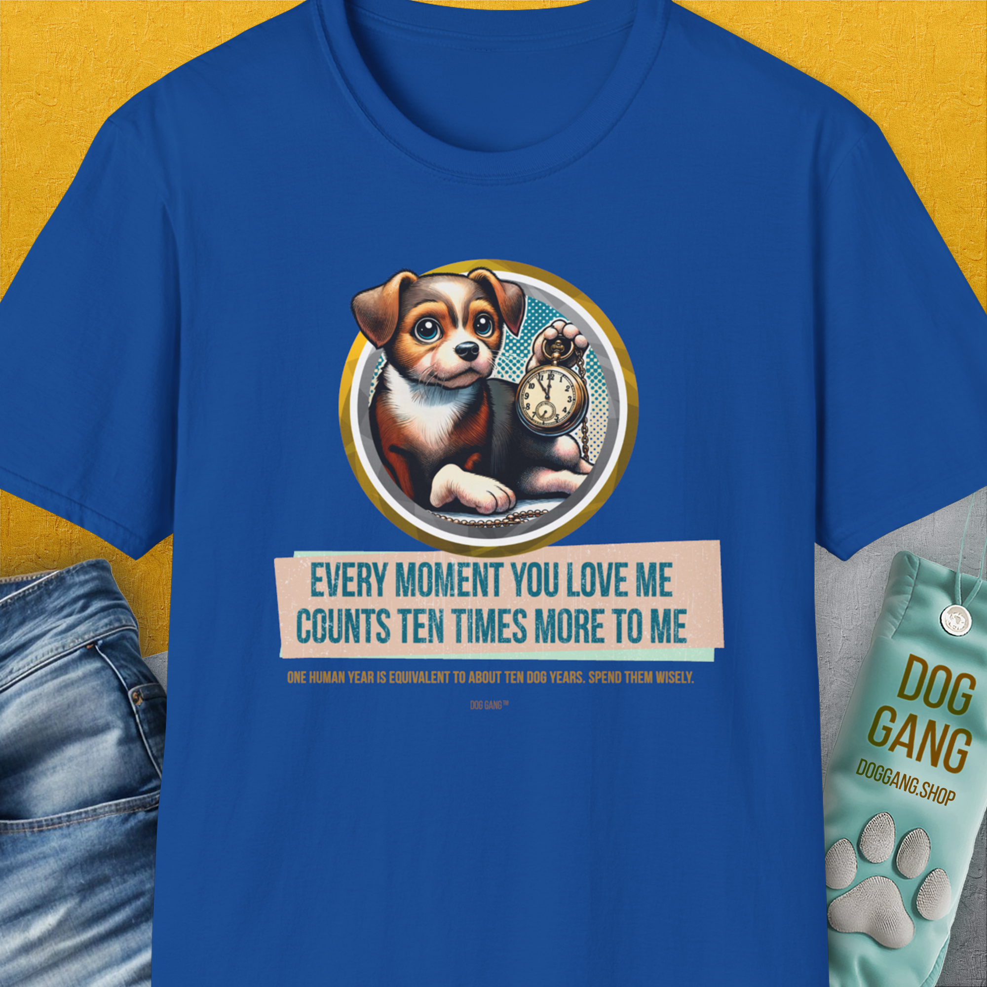 One Human Year = Ten Dog Years, Volume 3, Unisex T-Shirt-Royal-Design made by Dog Gang