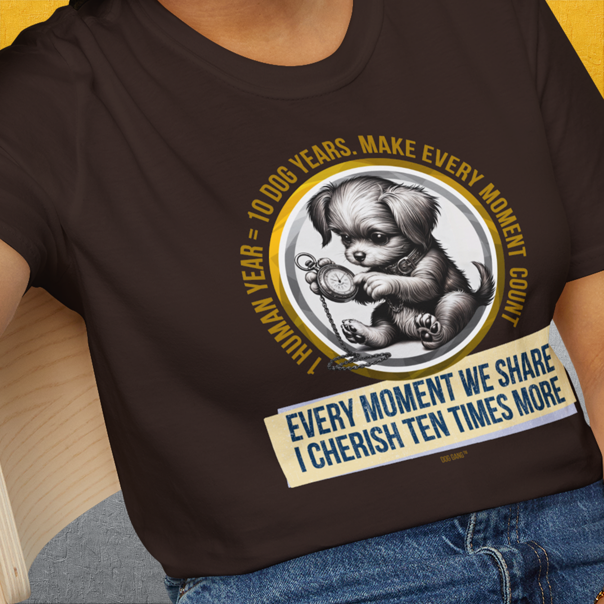 One Human Year = Ten Dog Years, Volume 4, Unisex T-Shirt- a cute Shirtdesign for dog lovers by Dog Gang