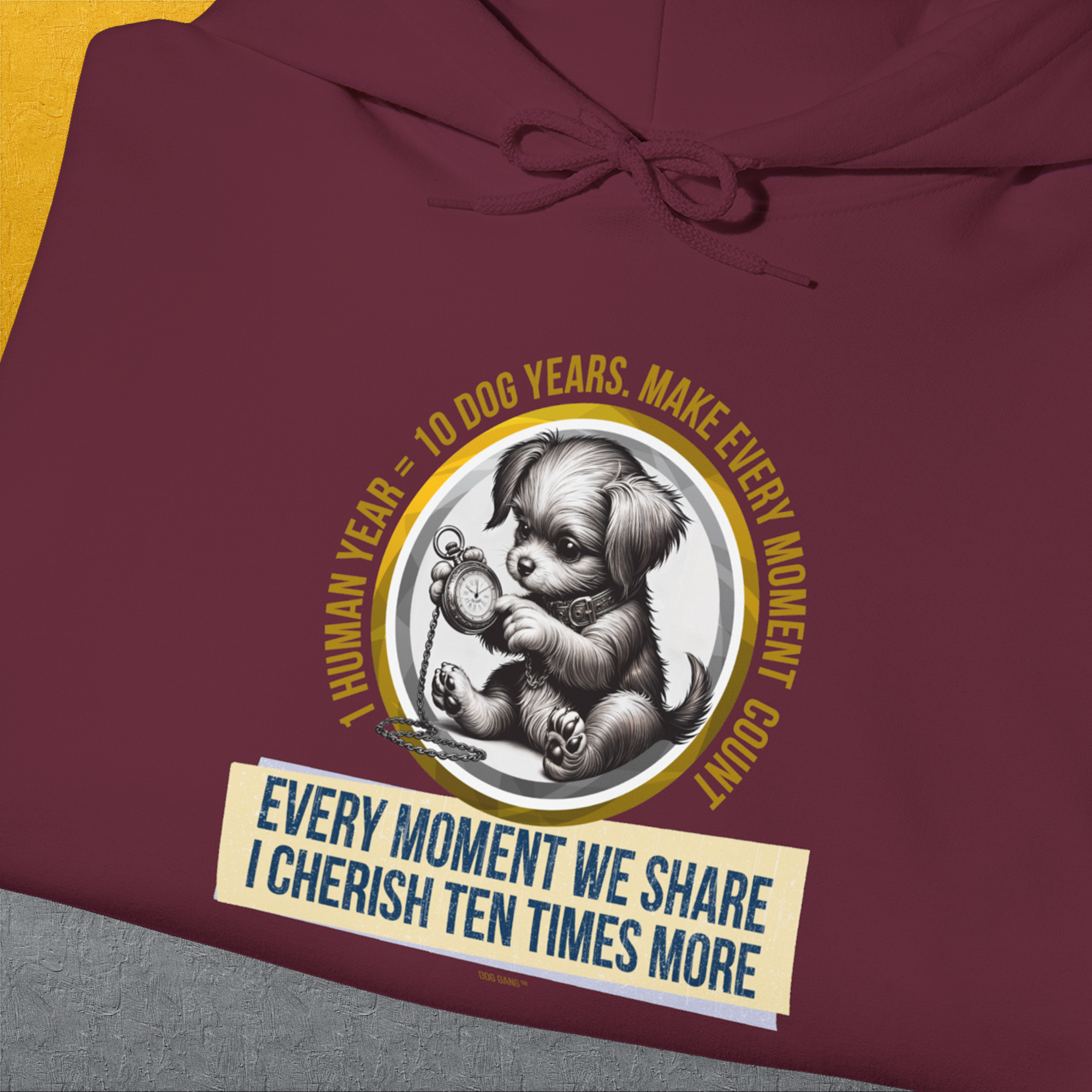One Human Year = Ten Dog Years, Volume 4, Unisex Hoodie-. For dog lovers and dog owners. Design by Dog Gang