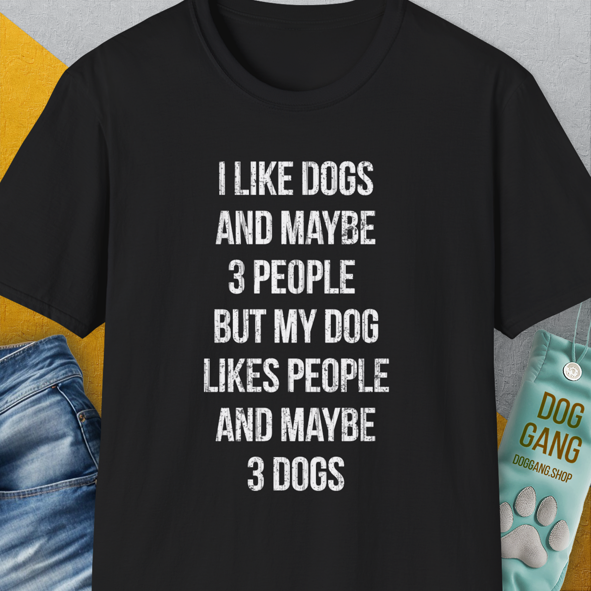 I Like Dogs And Maybe 3 People..., Unisex T-Shirt-Black-funny dog lover Shirtdesign by Dog Gang