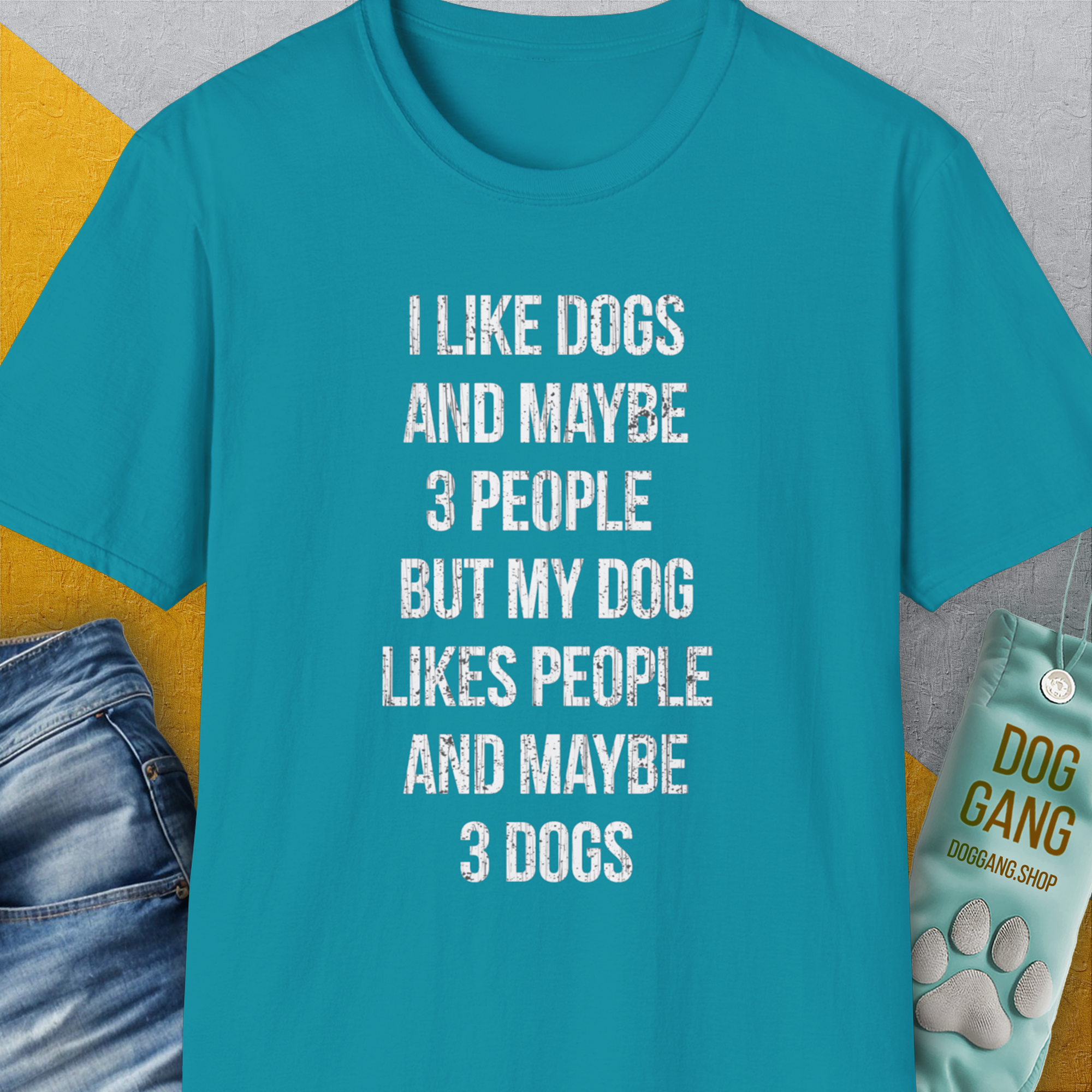 I Like Dogs And Maybe 3 People..., Unisex T-Shirt-Tropical Blue-funny dog lover Shirtdesign by Dog Gang
