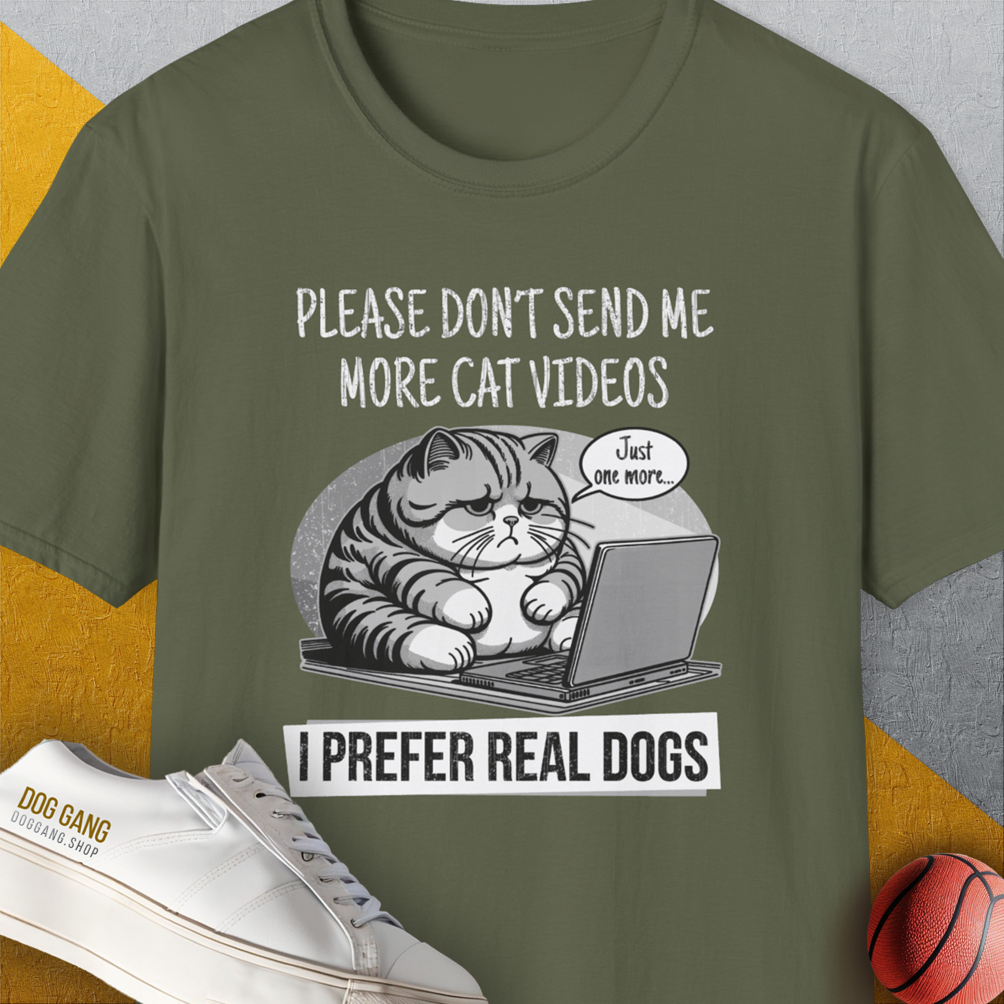Cat Videos Series, Volume 1, Unisex T-Shirt-Military Green-funny dog lover Shirtdesign by Dog Gang