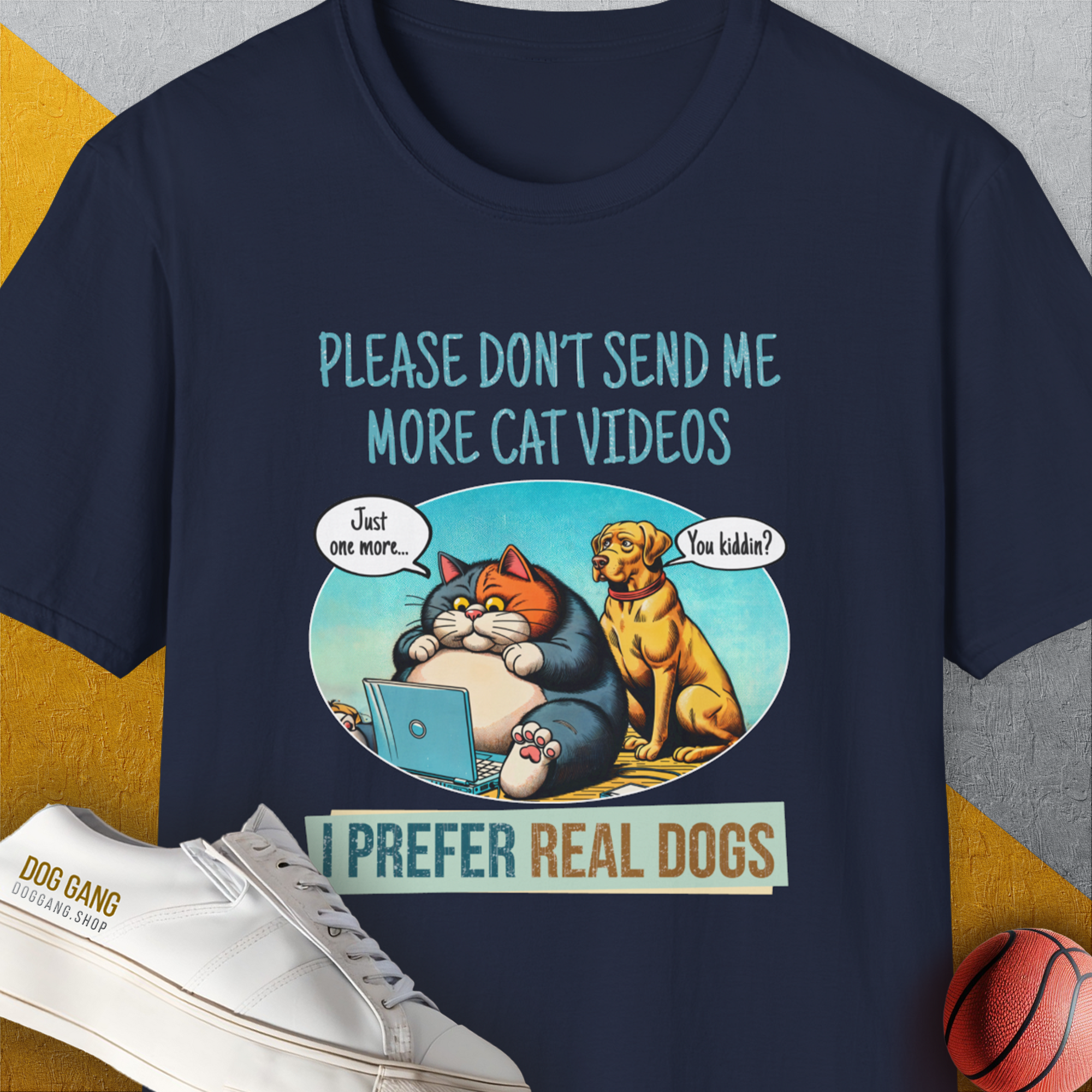 Cat Videos Series, Volume 2, Unisex T-Shirt-Navy-funny dog lover Shirtdesign by Dog Gang