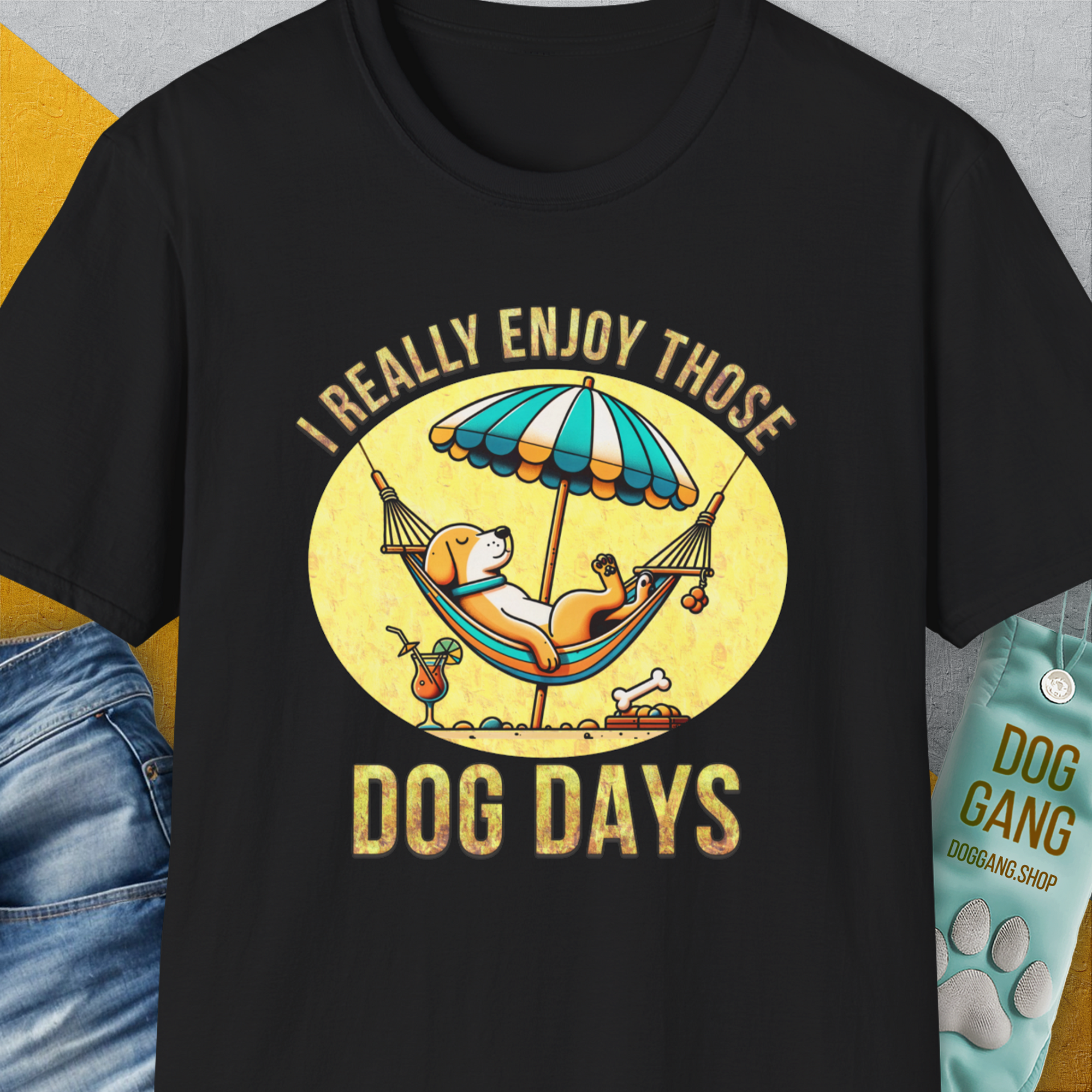 I Really Enjoy Those Dog Days, Unisex T-Shirt-Black-funny dog lover Shirtdesign by Dog Gang
