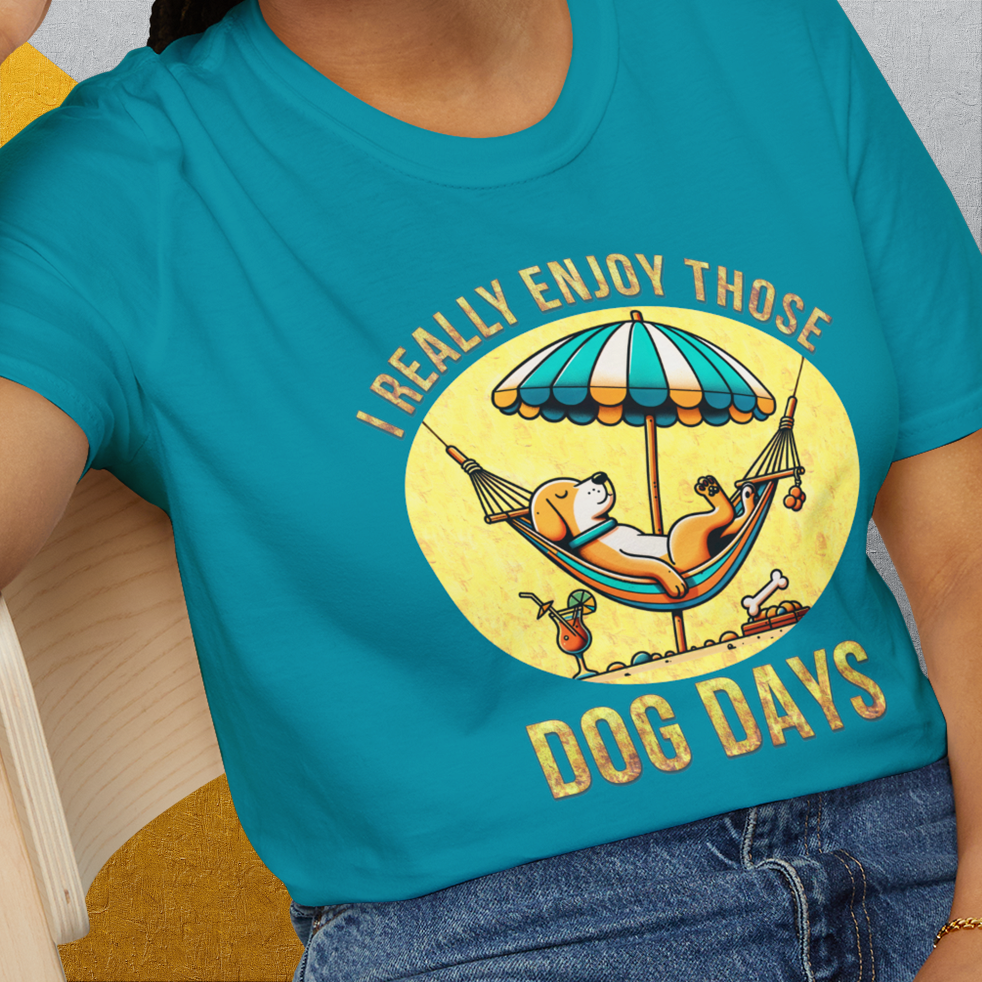 I Really Enjoy Those Dog Days, Unisex T-Shirt- funny dog-themed Shirt. Design by Dog Gang