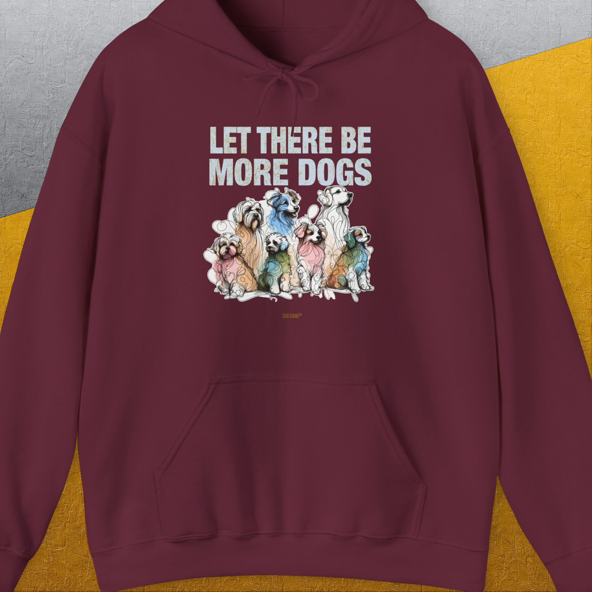 Let There Be More Dogs, Unisex Hoodie-Maroon-funny dog lover Shirtdesign by Dog Gang