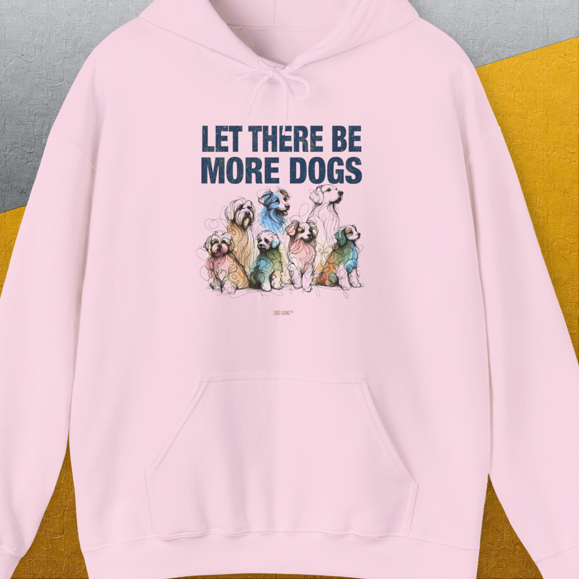 Let There Be More Dogs, Unisex Hoodie-Light Pink-funny dog lover Shirtdesign by Dog Gang