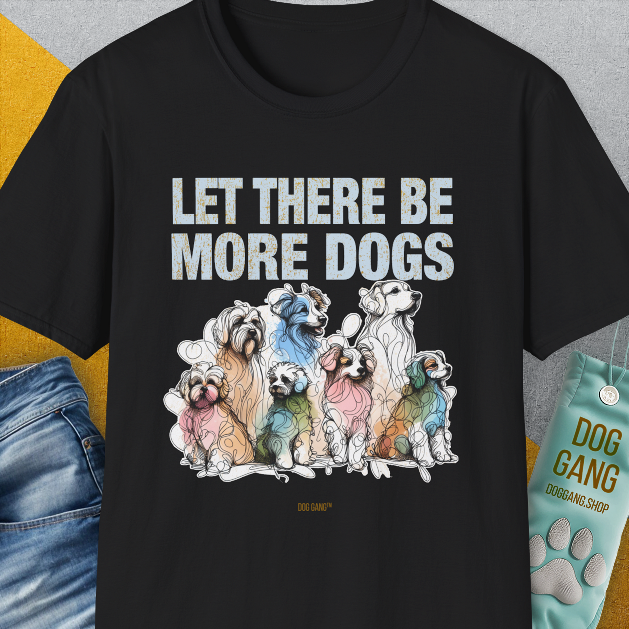 Let There Be More Dogs, Unisex T-Shirt-Black-funny dog lover Shirtdesign by Dog Gang