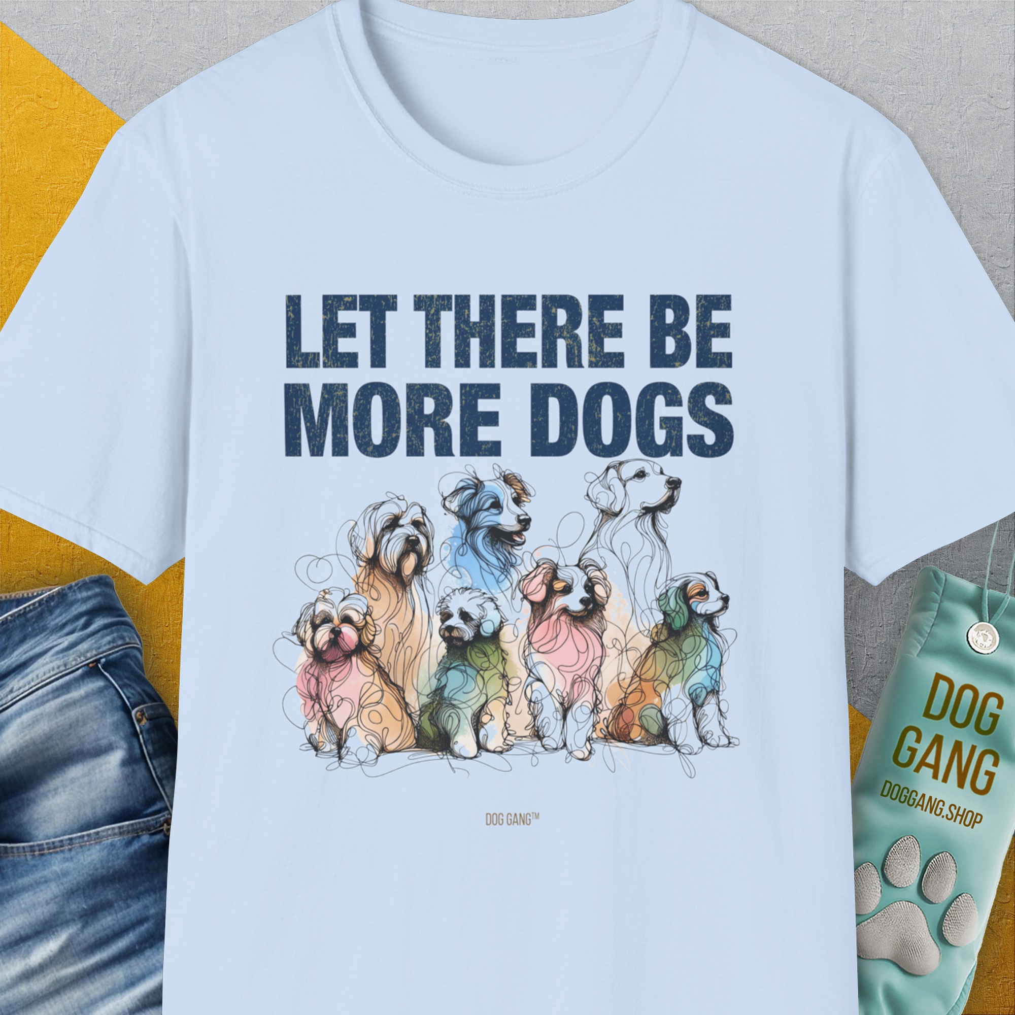 Let There Be More Dogs, Unisex T-Shirt-Light Blue-funny dog lover Shirtdesign by Dog Gang