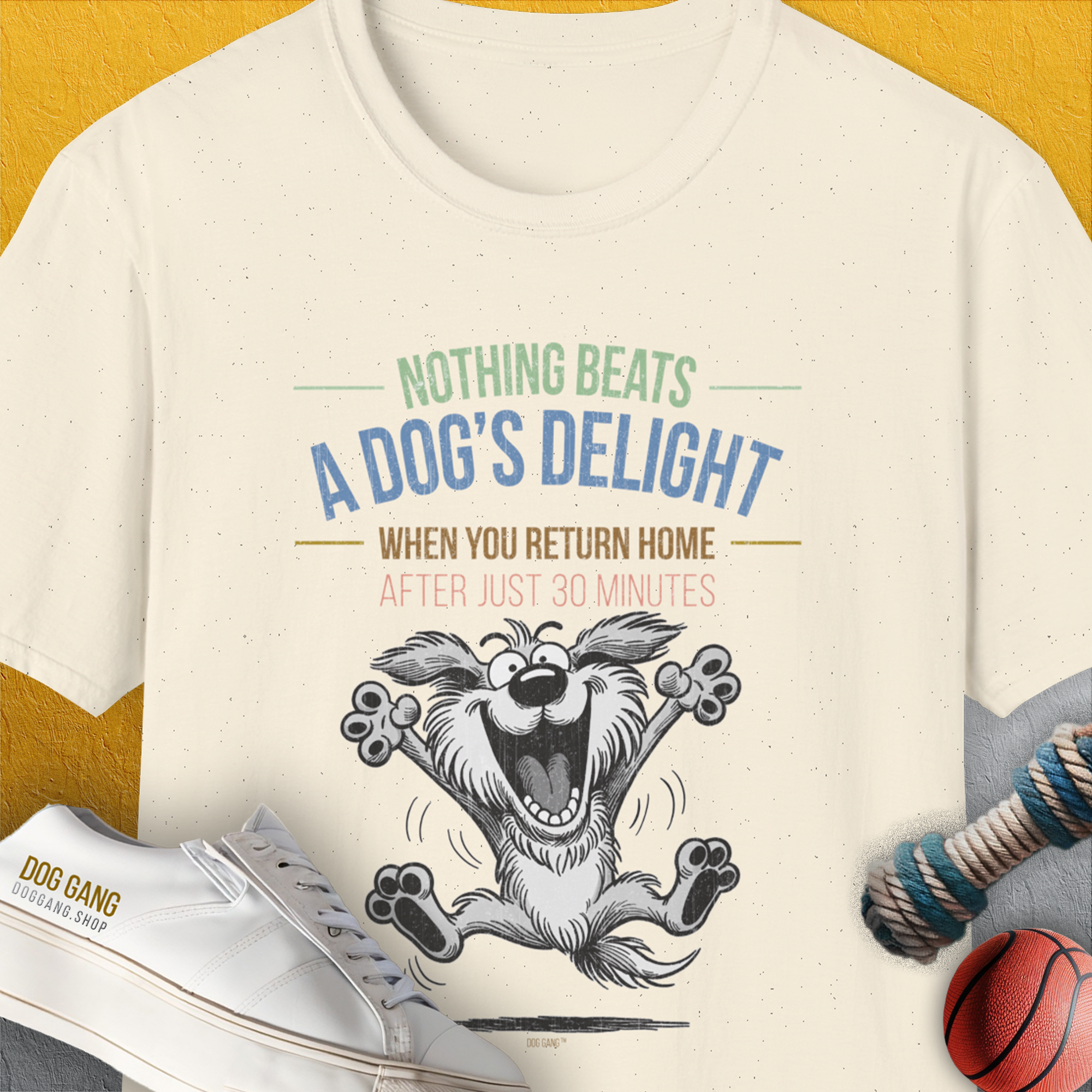 Nothing Beats A Dog's Delight When You Return Home, Volume 2, Unisex T-Shirt- another funny dog lover Shirtdesign made by Dog Gang