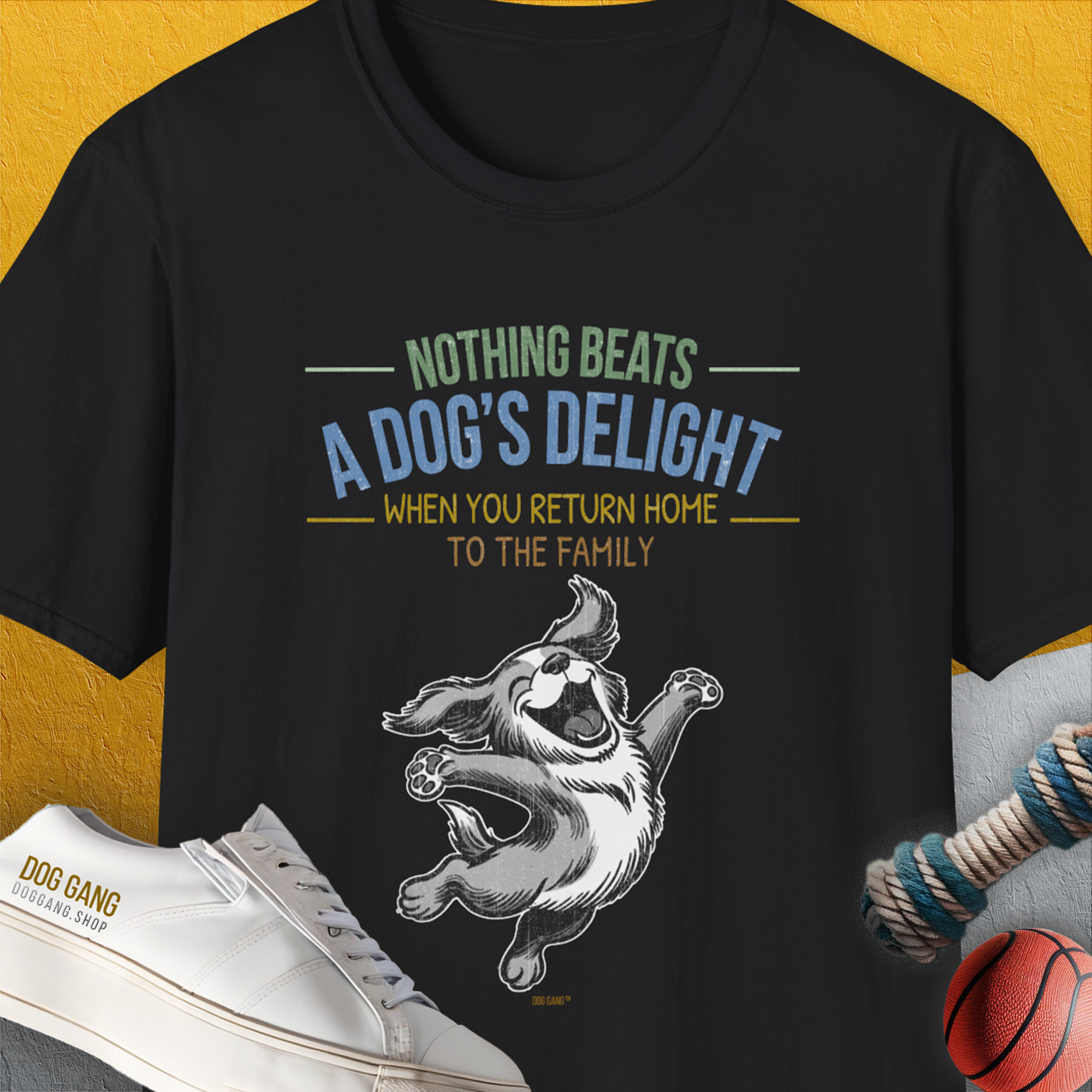 Nothing Beats A Dog's Delight When You Return Home, Volume 3, Unisex T-Shirt-Black-funny dog lover Shirtdesign by Dog Gang