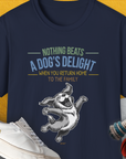 Nothing Beats A Dog's Delight When You Return Home, Volume 3, Unisex T-Shirt-Navy-funny dog lover Shirtdesign by Dog Gang