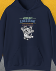 Nothing Beats A Dog's Delight When You Return Home, Volume 1, Unisex Hoodie-Navy-funny dog lover Shirtdesign by Dog Gang