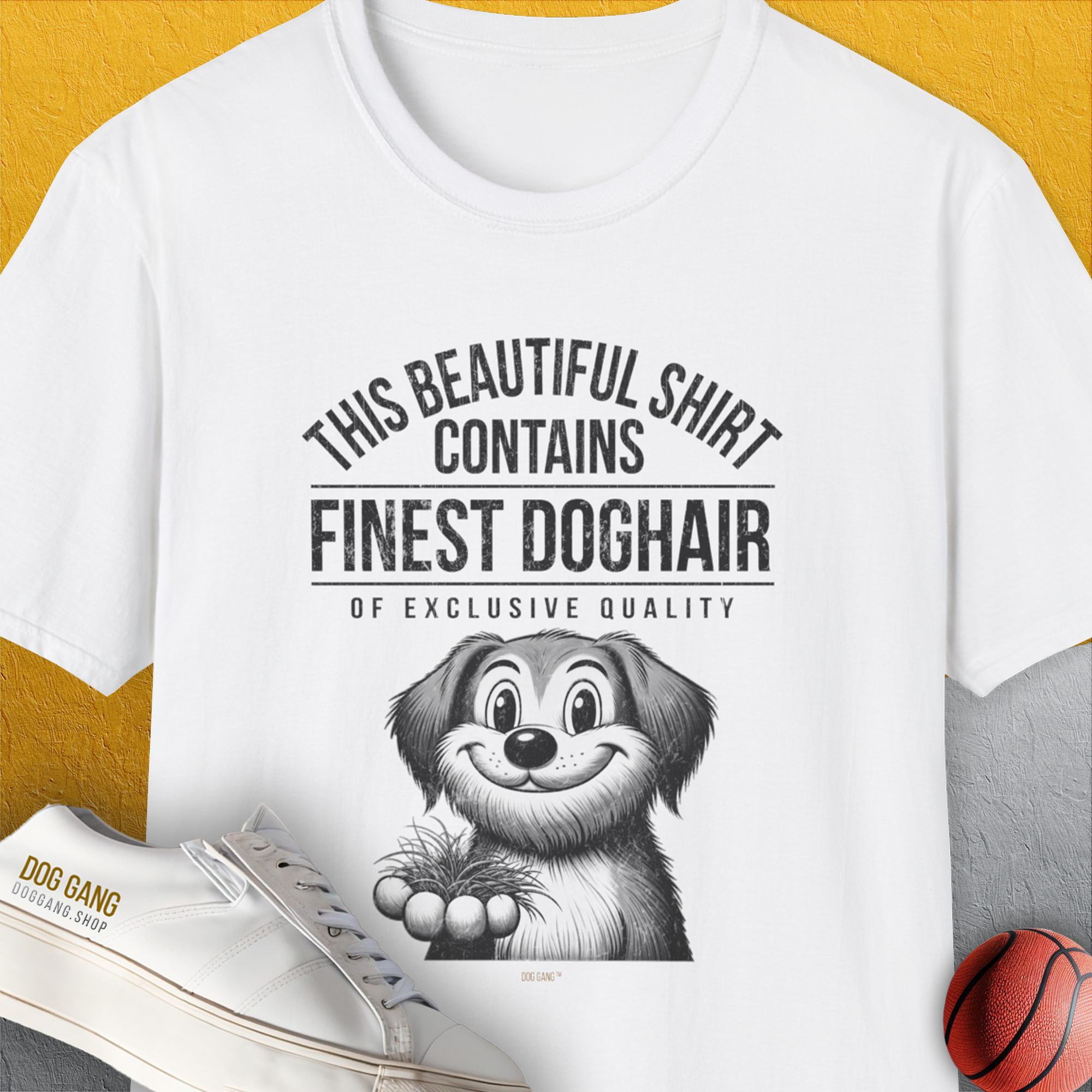 This Beautiful Shirt Contains Finest Dog Hair Of Exclusive Quality, Volume 1, Unisex T-Shirt-funny and stylish. A perfect gift for dog lovers. Shirtdesign by Dog Gang