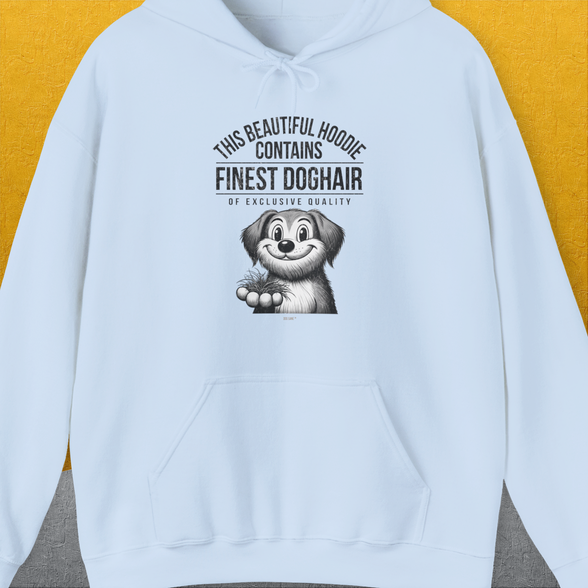 This Beautiful Hoodie Contains Finest Dog Hair Of Exclusive Quality, Volume 1, Unisex Hoodie-Light Blue-funny dog lover Shirtdesign by Dog Gang