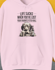 Life Sucks When You've Lost Your Favorite Fetch Ball, Volume 5, Unisex Hoodie- another funny dog lover Shirtdesign made by Dog Gang