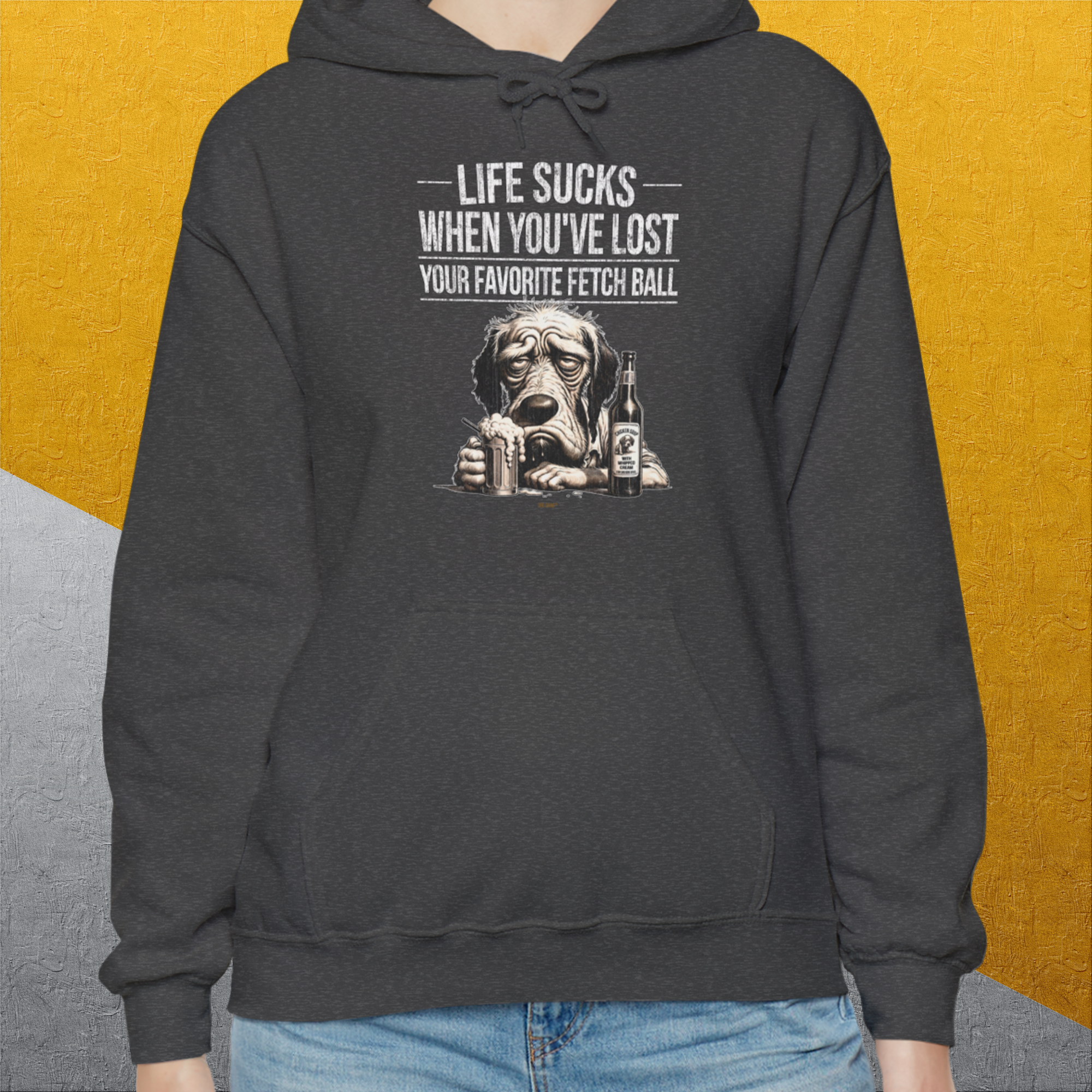 Life Sucks When You&#39;ve Lost Your Favorite Fetch Ball, Volume 5, Unisex Hoodie- funny dog-themed Shirt. Design by Dog Gang