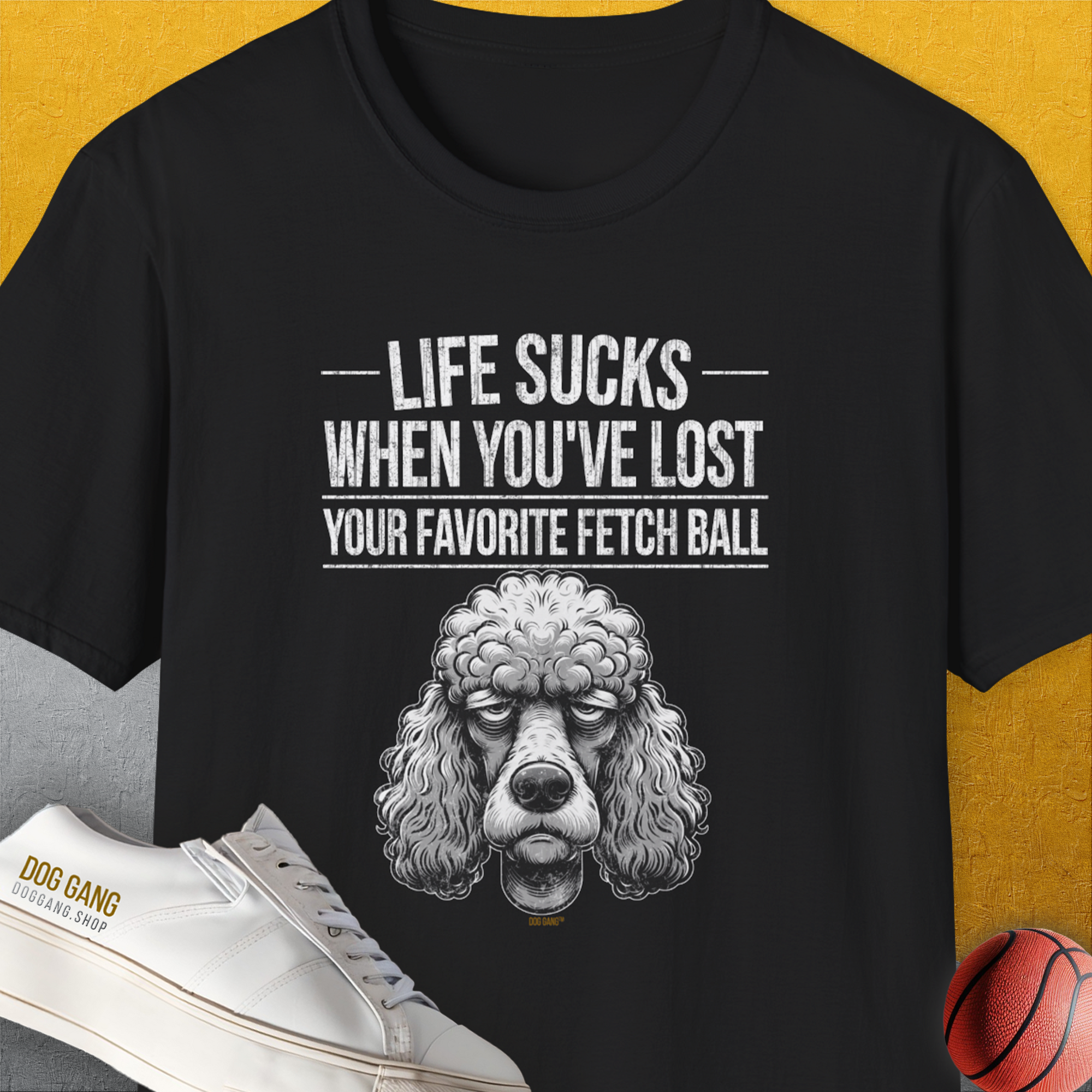 Life Sucks When You've Lost Your Favorite Fetch Ball, Volume 7, Unisex T-Shirt-funny and stylish. A perfect gift for dog lovers. Shirtdesign by Dog Gang