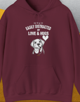 My Dog Is Easily Distracted By - Volume 3: Love And Hugs, Unisex Hoodie-Maroon, Design by Dog Gang