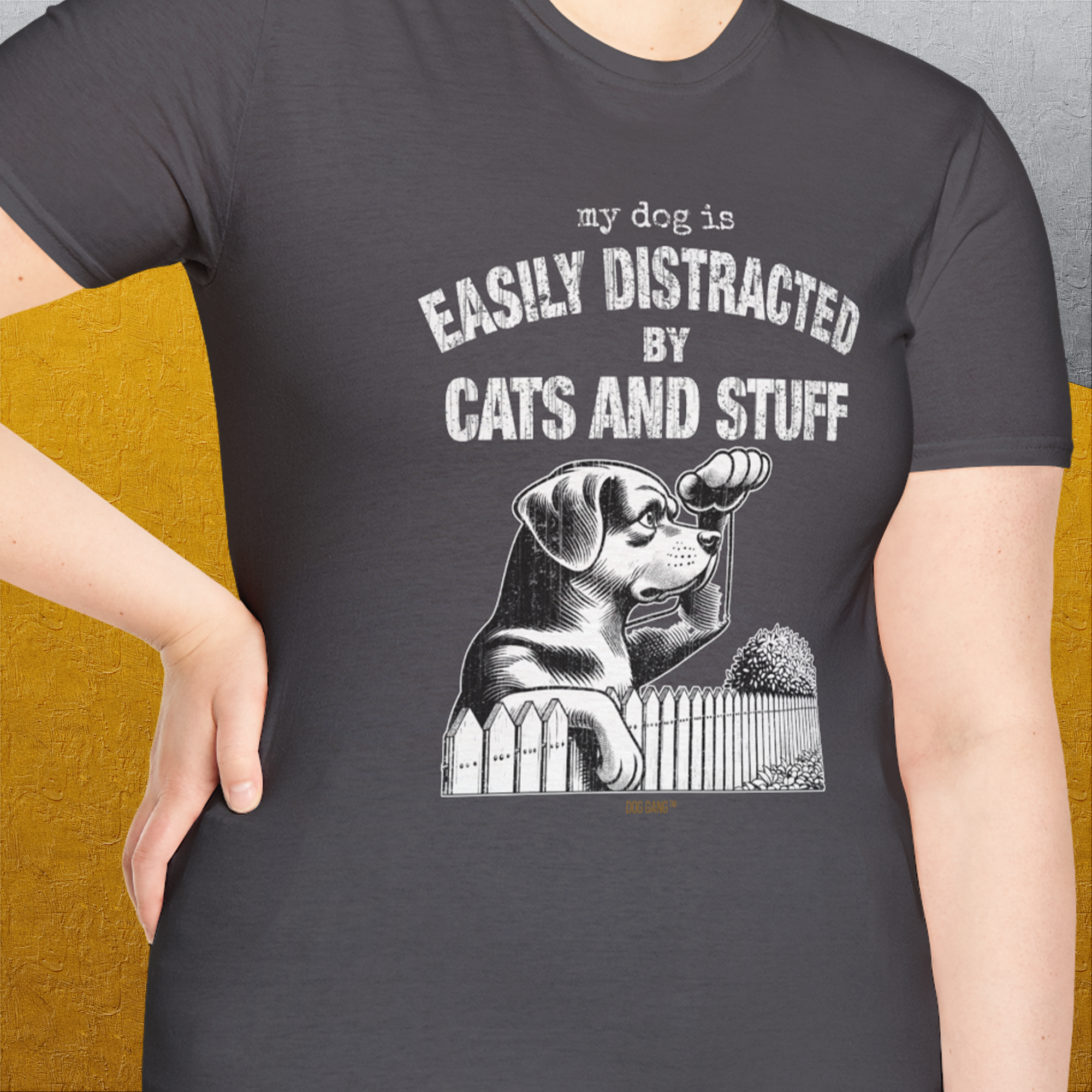 My Dog Is Easily Distracted By - Volume 2: Cats And Stuff, Unisex T-Shirt-, Design by Dog Gang