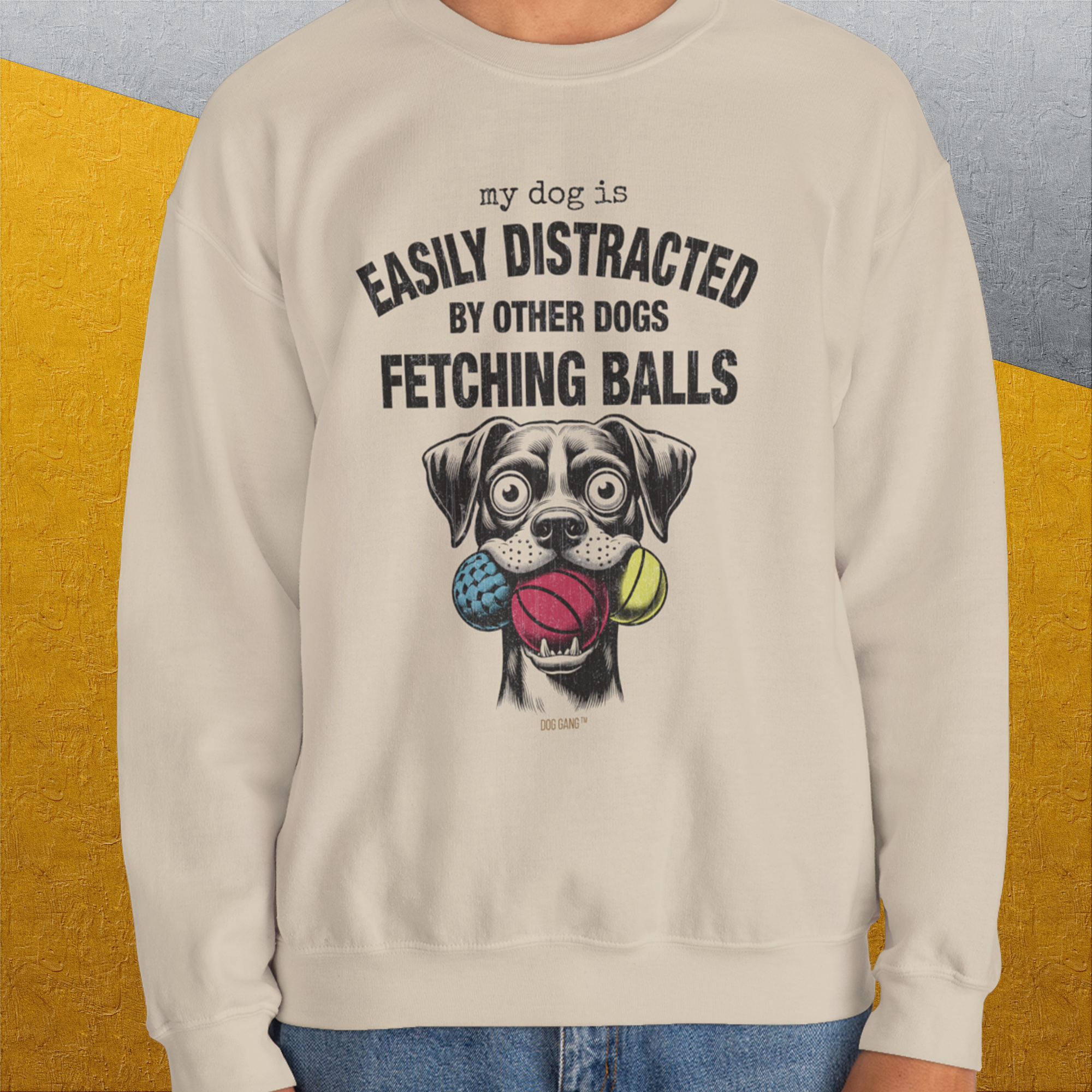 My Dog Is Easily Distracted By - Volume 4: Other Dogs Fetching Balls, Unisex Sweatshirt-, Design by Dog Gang