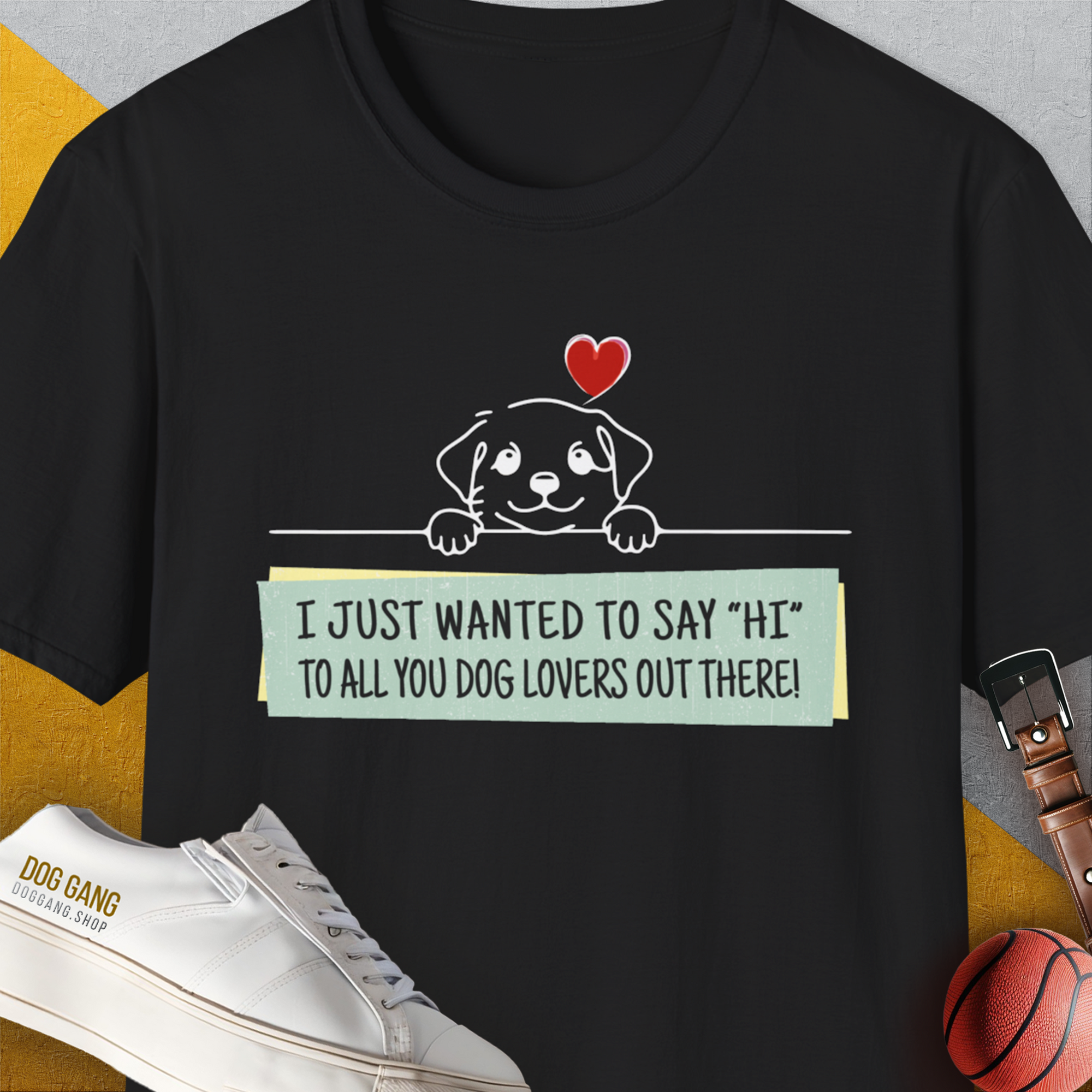 "Say Hi" Series, Volume 3, Unisex T-Shirt-Black-funny dog lover Shirtdesign by Dog Gang