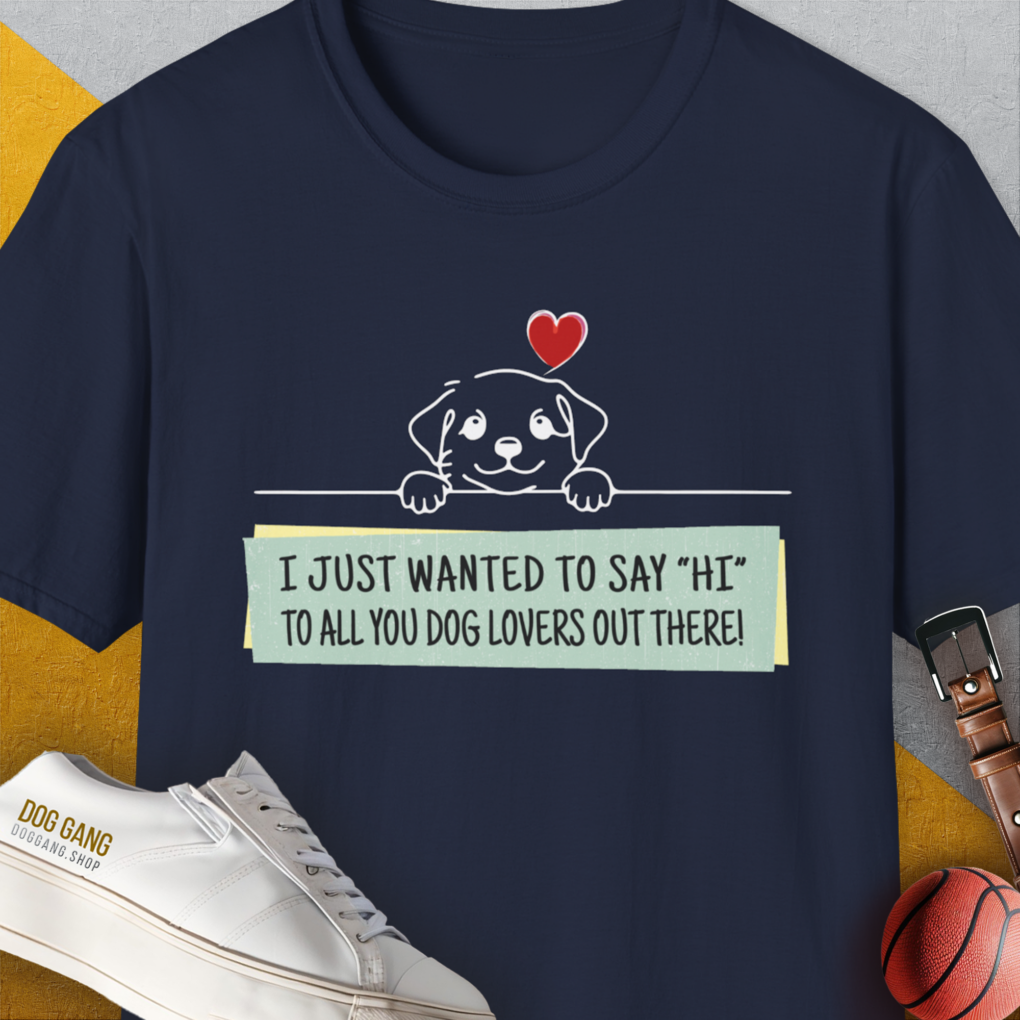 "Say Hi" Series, Volume 3, Unisex T-Shirt-Navy-funny dog lover Shirtdesign by Dog Gang