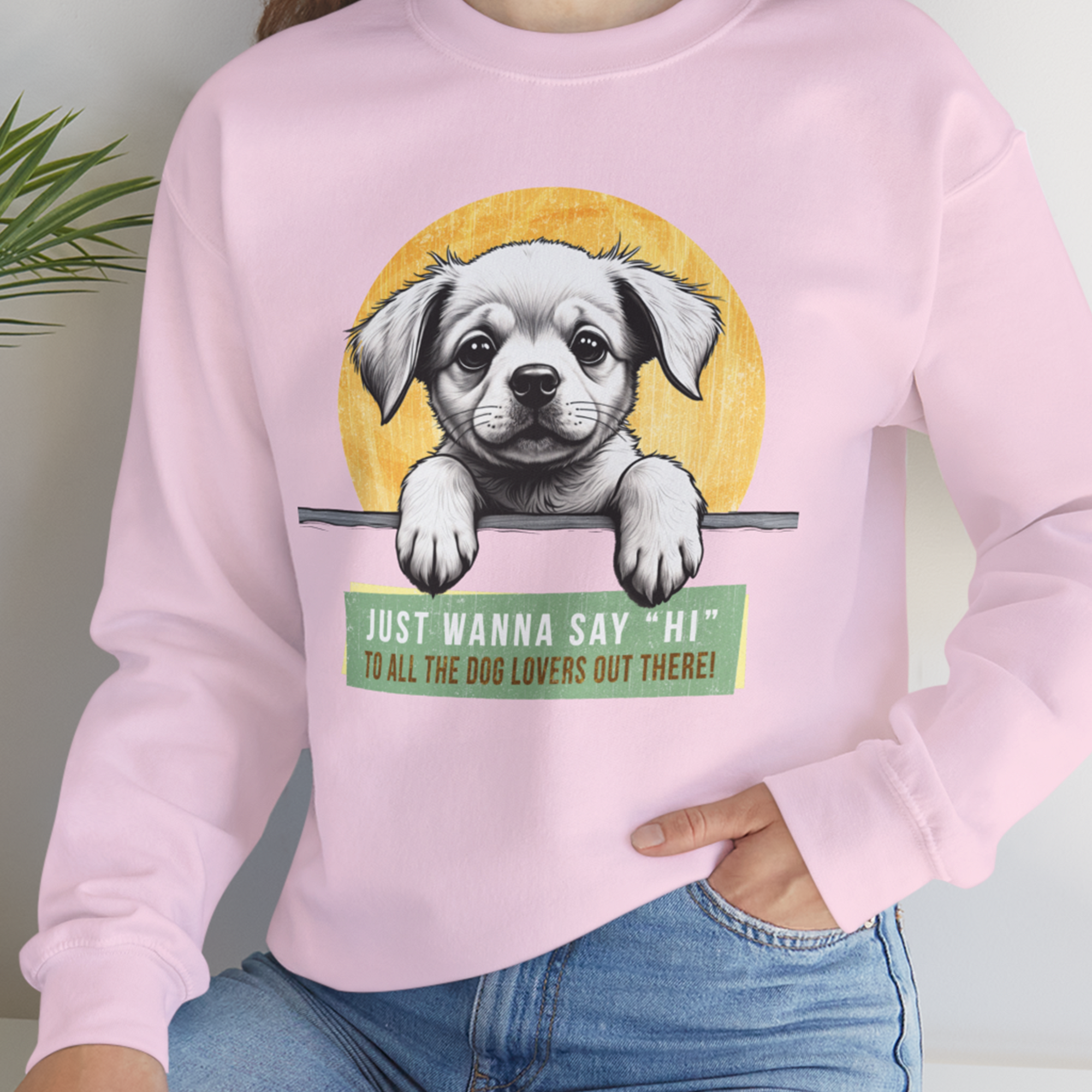 "Say Hi" Series, Volume 1, Unisex Sweatshirt-funny dog lover Design by Dog Gang