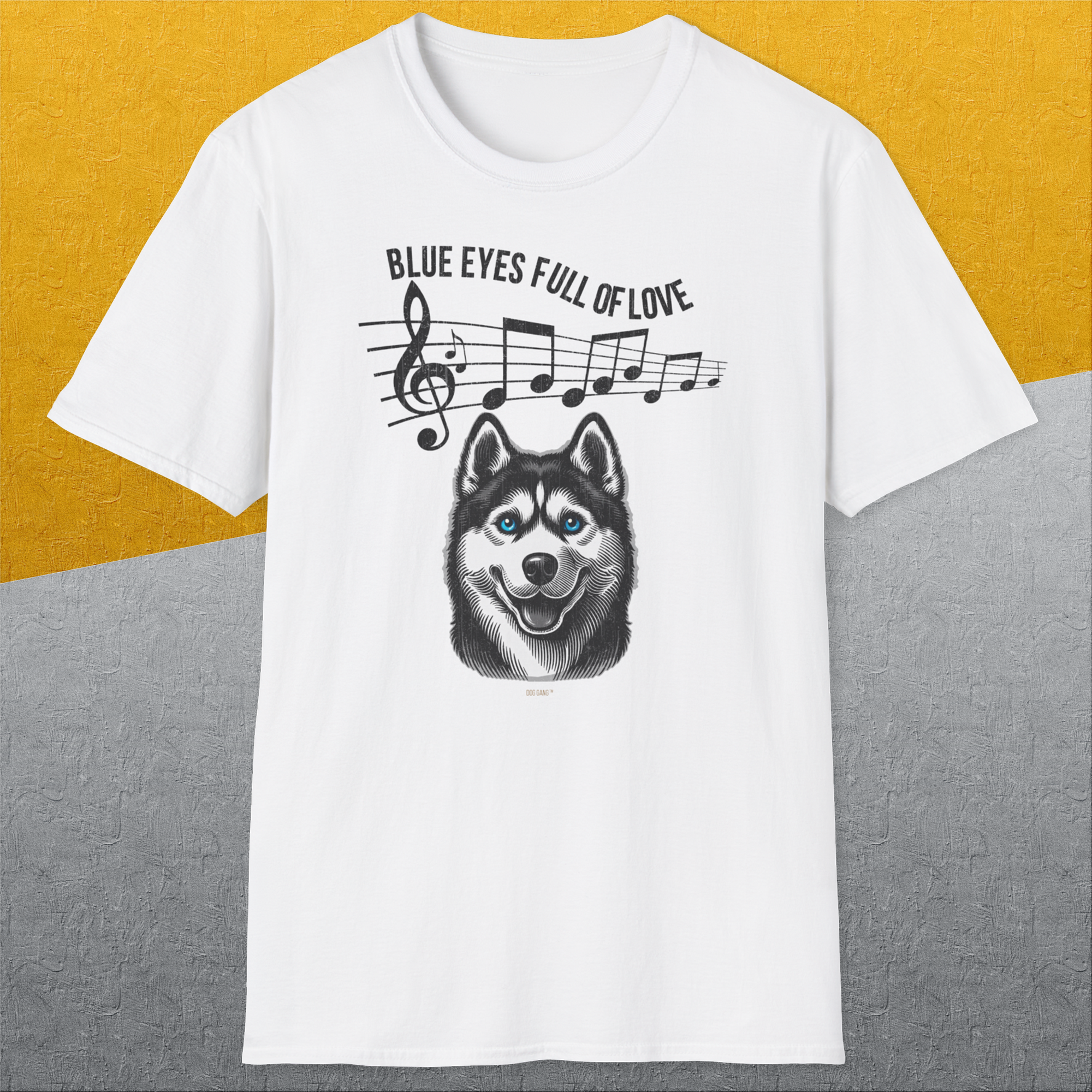 Blue Eyes Full Of Love, Volume 1 (Husky), Unisex T-Shirt-, a cool and stylish design with a funny saying from Dog Gang
