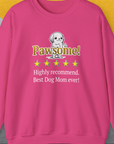 Pawsome! Highly recommend. Best Dog Mom ever! with a cute dog graphic and stars for a dog lover gift. Designed by Dog Gang.