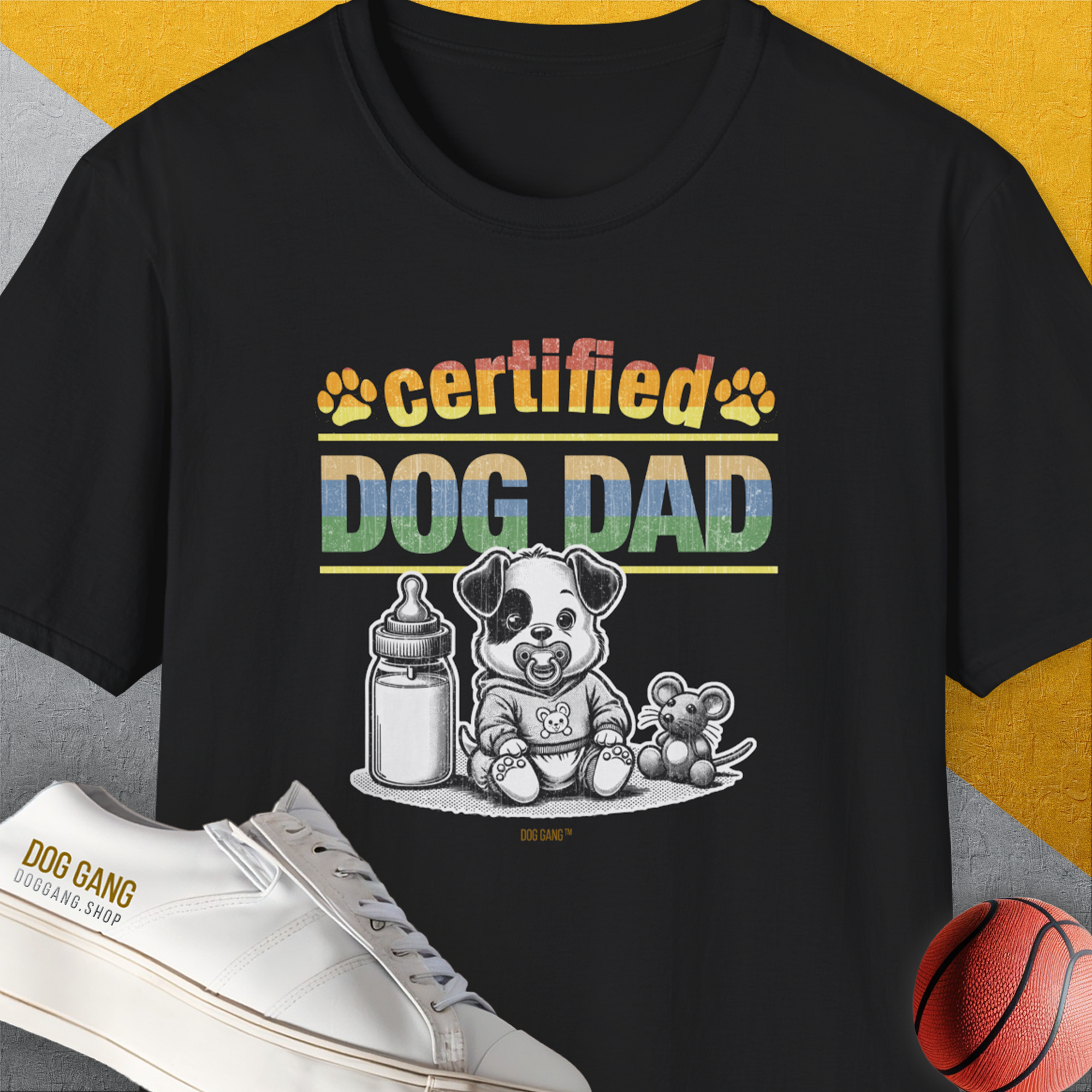 Dog Dad Series, Volume 1, Unisex T-Shirt-Black, Design by Dog Gang