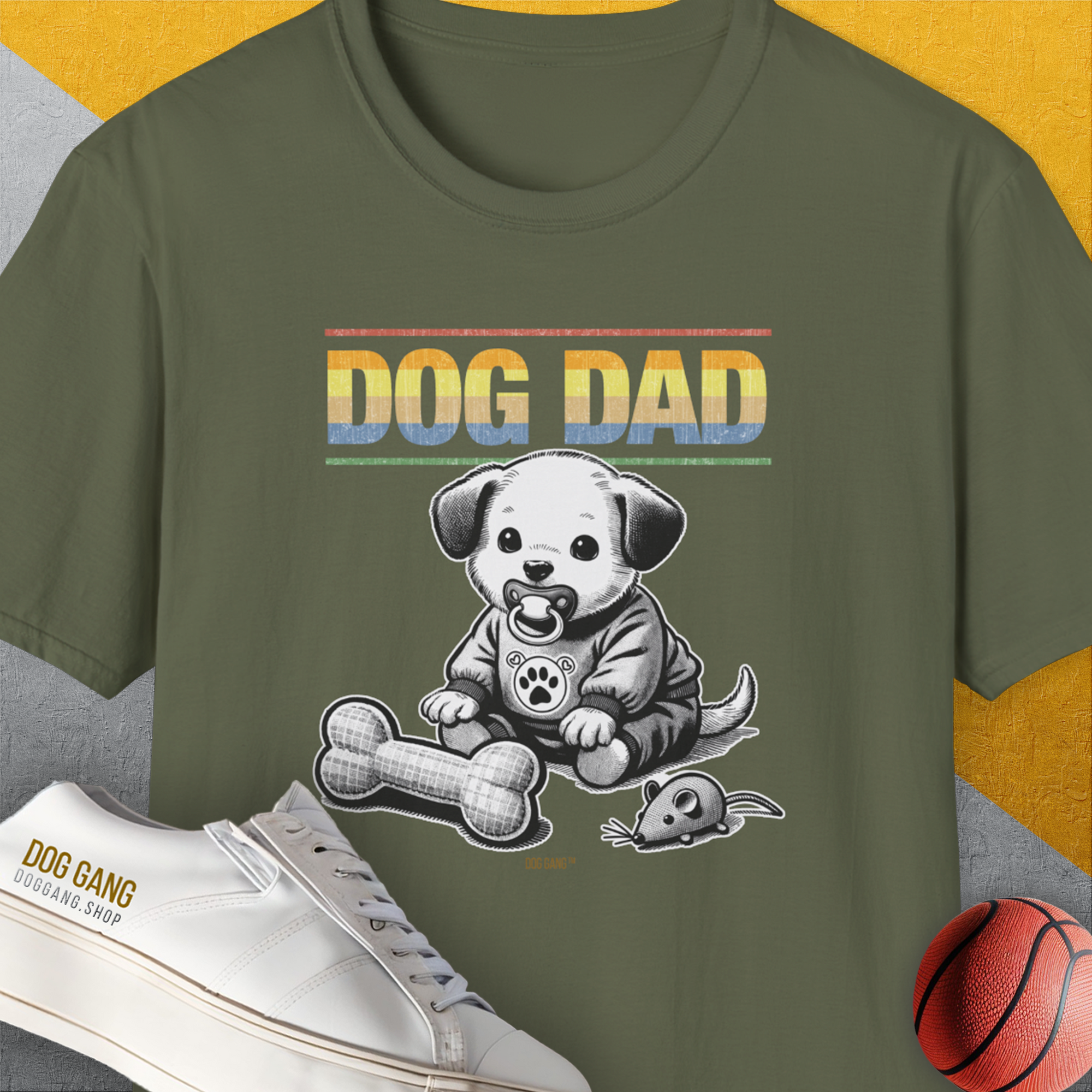 Dog Dad Series, Volume 2, Unisex T-Shirt-Military Green, Design by Dog Gang