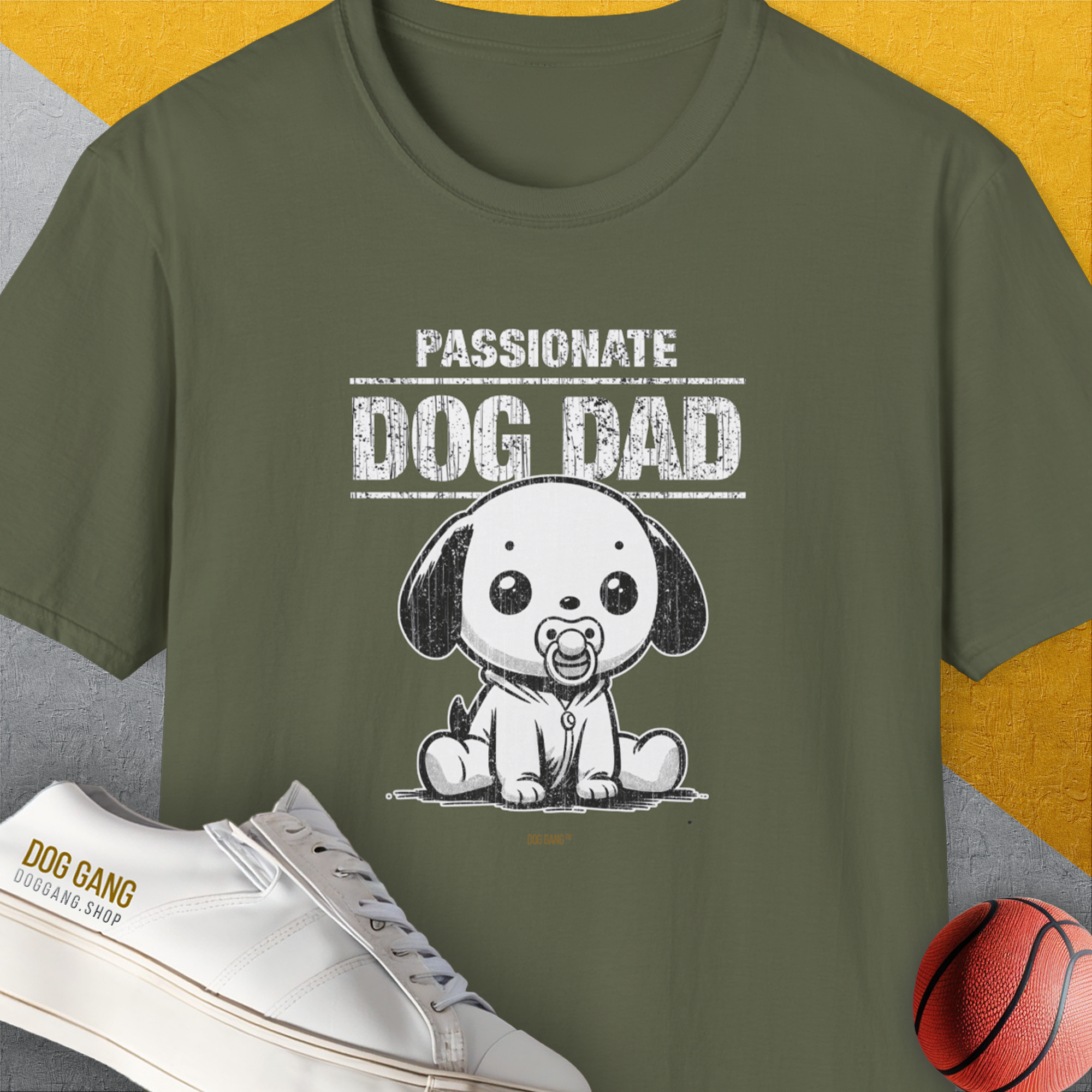 Dog Dad Series, Volume 6, Unisex T-Shirt-Military Green, Design by Dog Gang