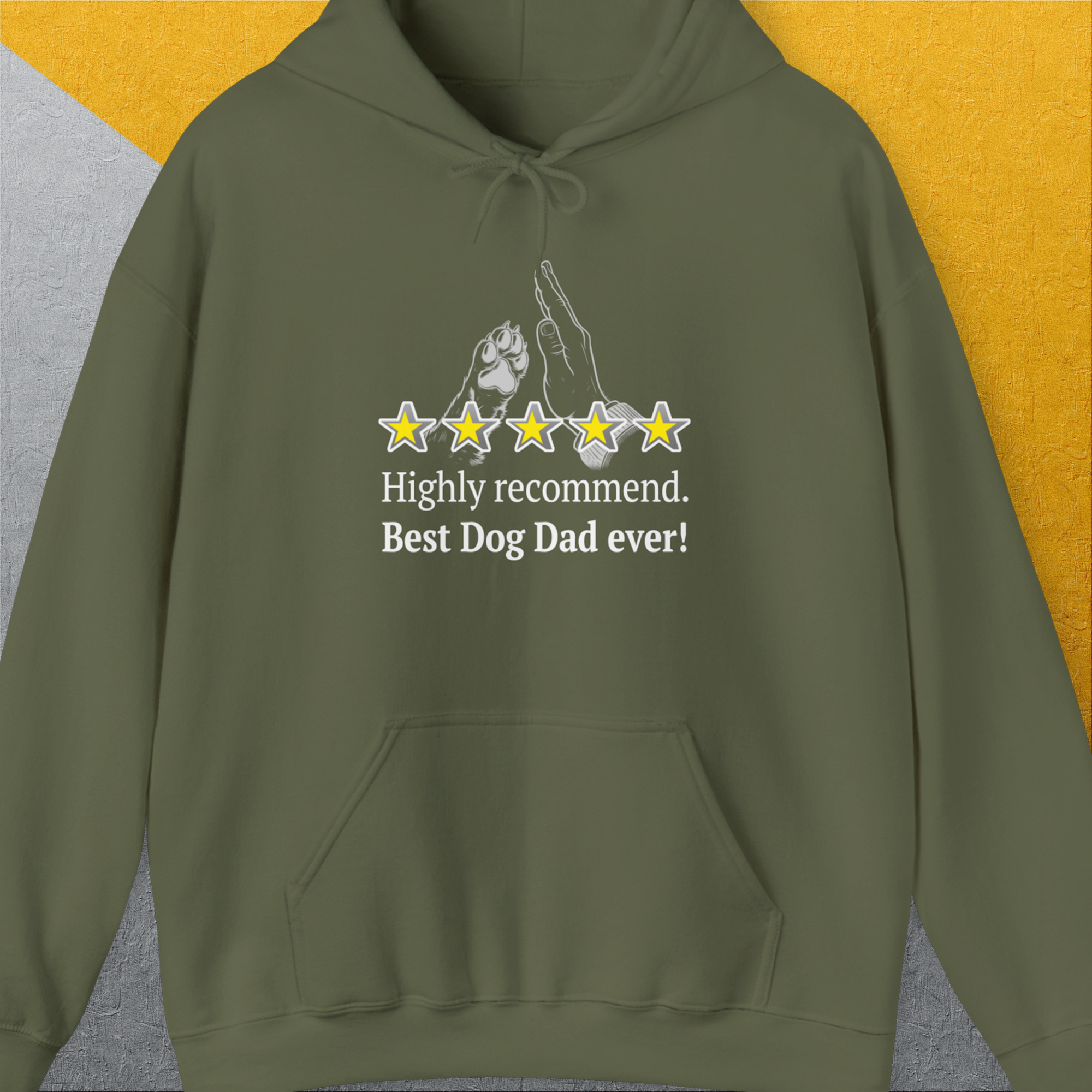 Dog Dad Series, Volume 9, Unisex Hoodie-Military Green, a cool and stylish design with a funny saying from Dog Gang