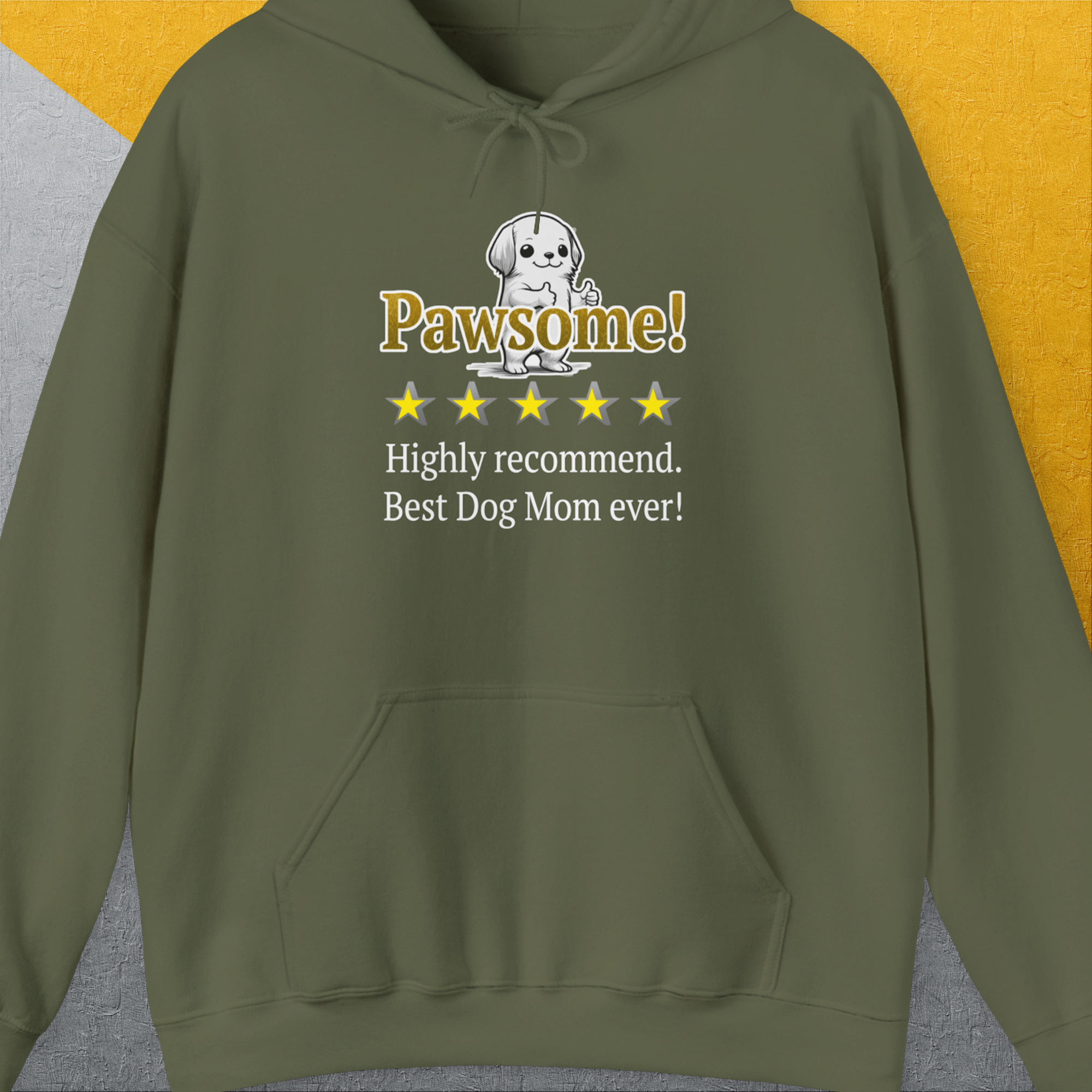 Dog Mom Series, Volume 10, Unisex Hoodie-Military Green, Design by Dog Gang