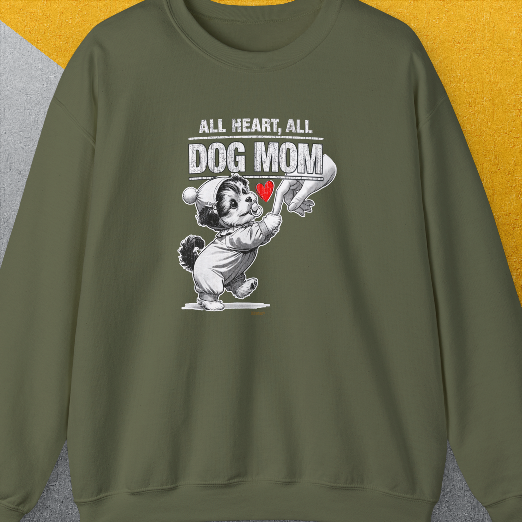 Dog Mom Series, Volume 9, Unisex Sweatshirt-Military Green, Design by Dog Gang