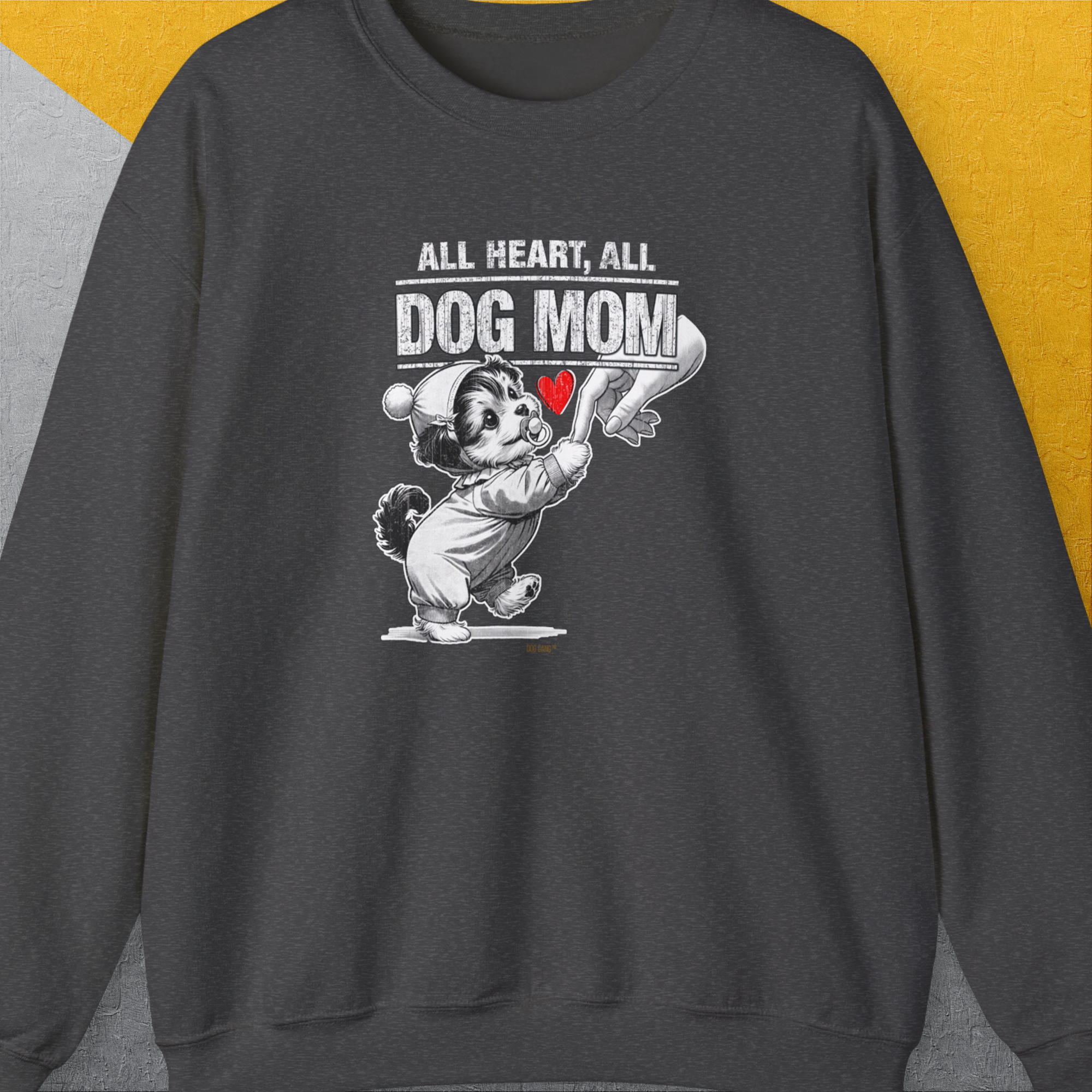 Dog Mom Series, Volume 9, Unisex Sweatshirt-Dark Heather, Design by Dog Gang