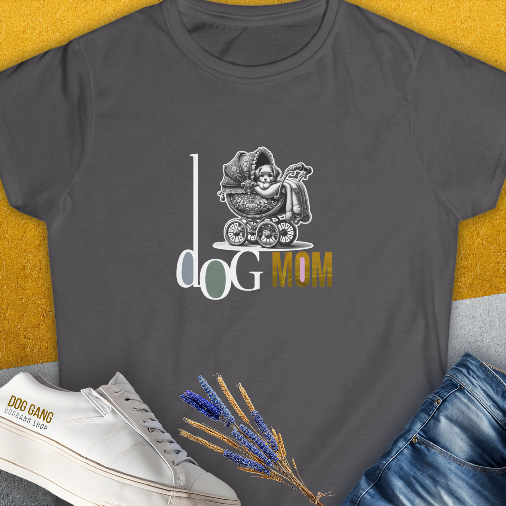 Dog Mom Series, Volume 5, Women&#39;s T-Shirt-Charcoal. A dog-themed Design from Dog Gang