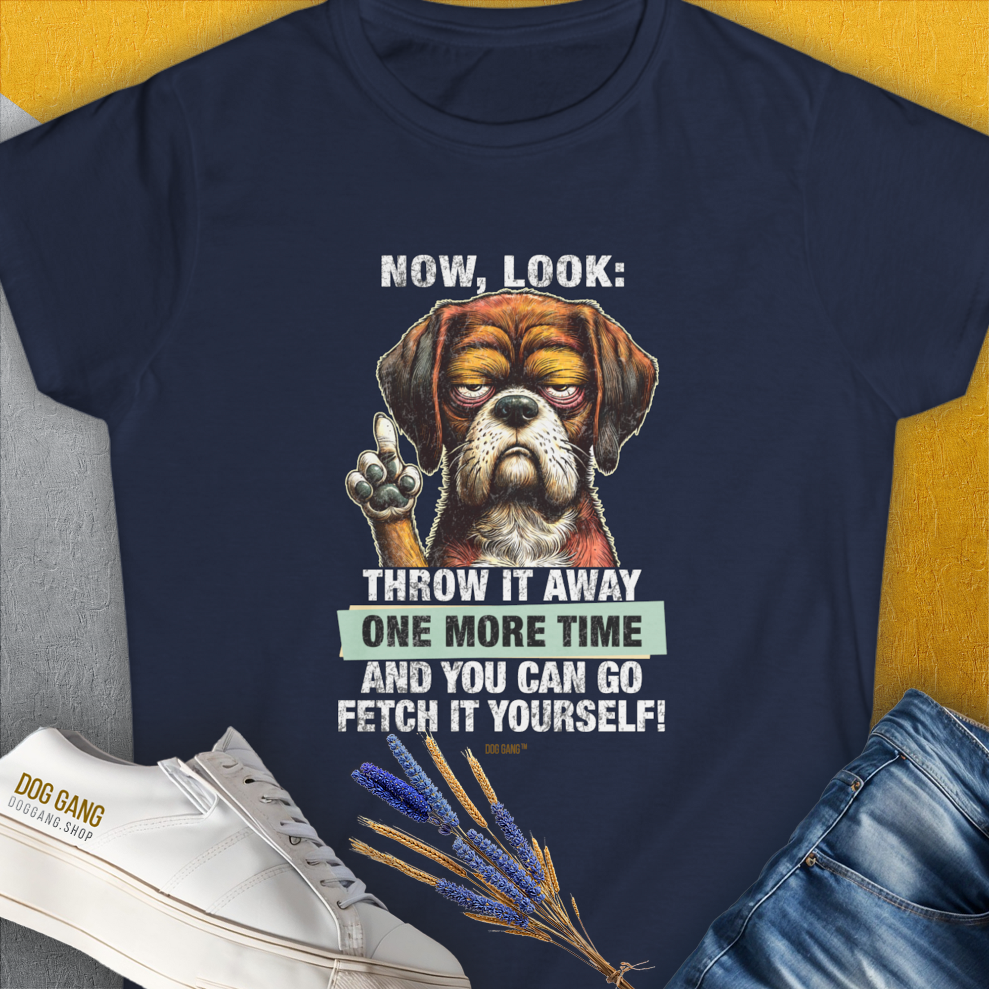 Go Fetch It Yourself Series, Volume 2, Women&#39;s T-Shirt-Navy, a cool and stylish design with a funny saying from Dog Gang