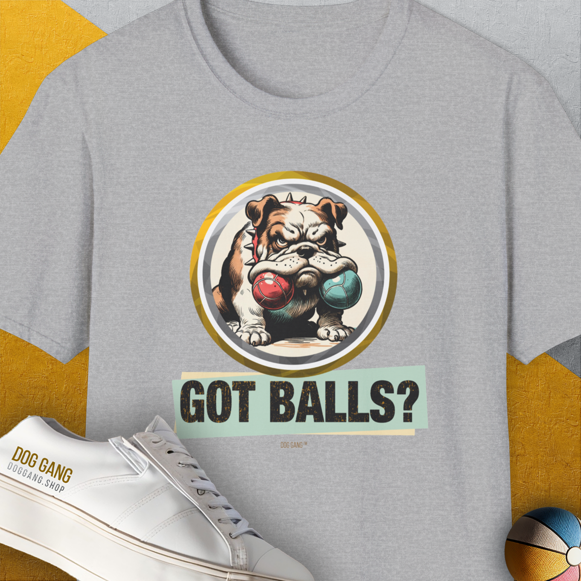 Got Balls? Volume 1, Unisex T-Shirt-Sport Grey, Design by Dog Gang