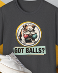 Got Balls? Volume 1, Unisex T-Shirt-Dark Heather, Design by Dog Gang