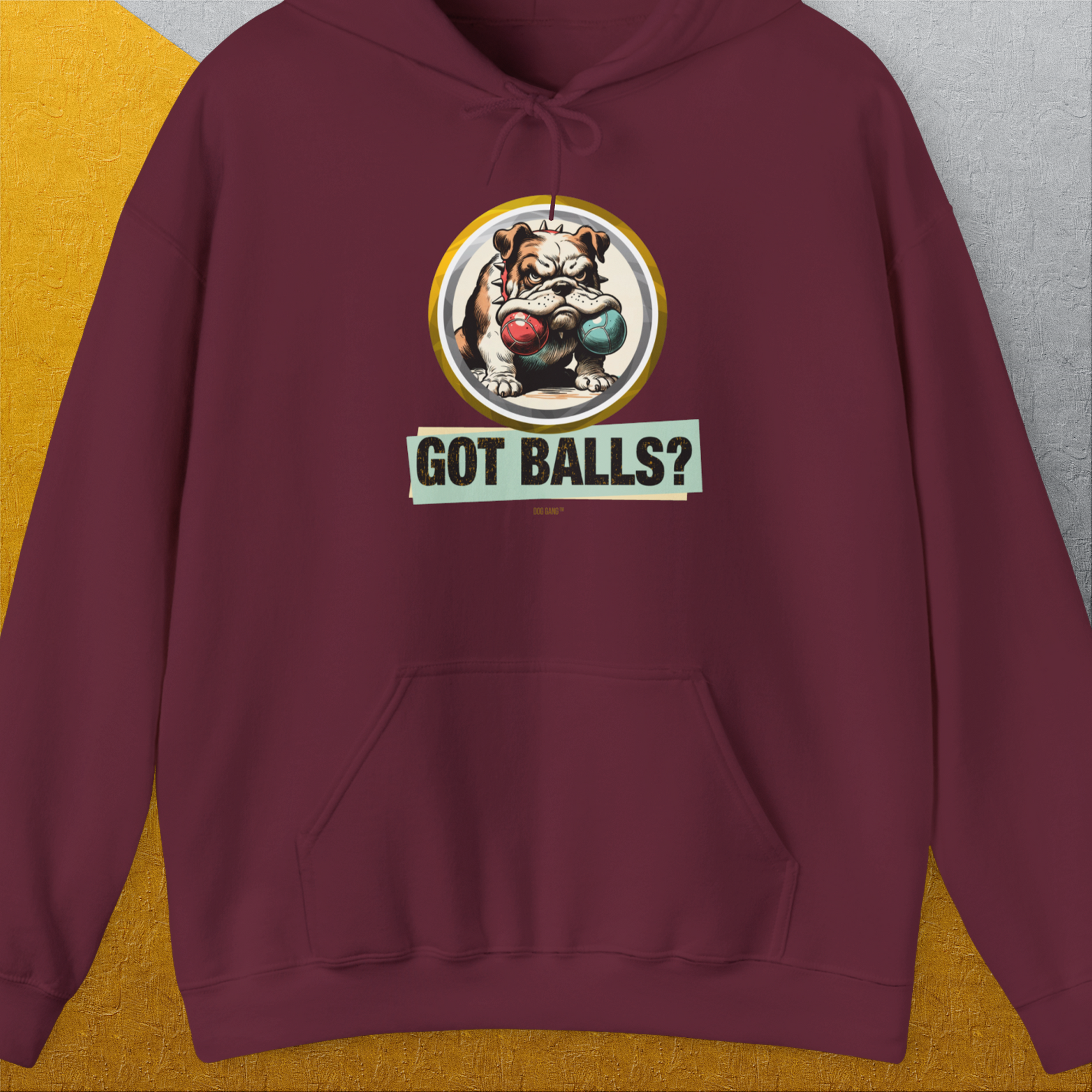 Got Balls? Volume 1, Unisex Hoodie-Maroon, Design by Dog Gang
