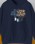 My Heart Belong To Dogs, Volume 1, Unisex Hoodie-Navy, Design by Dog Gang