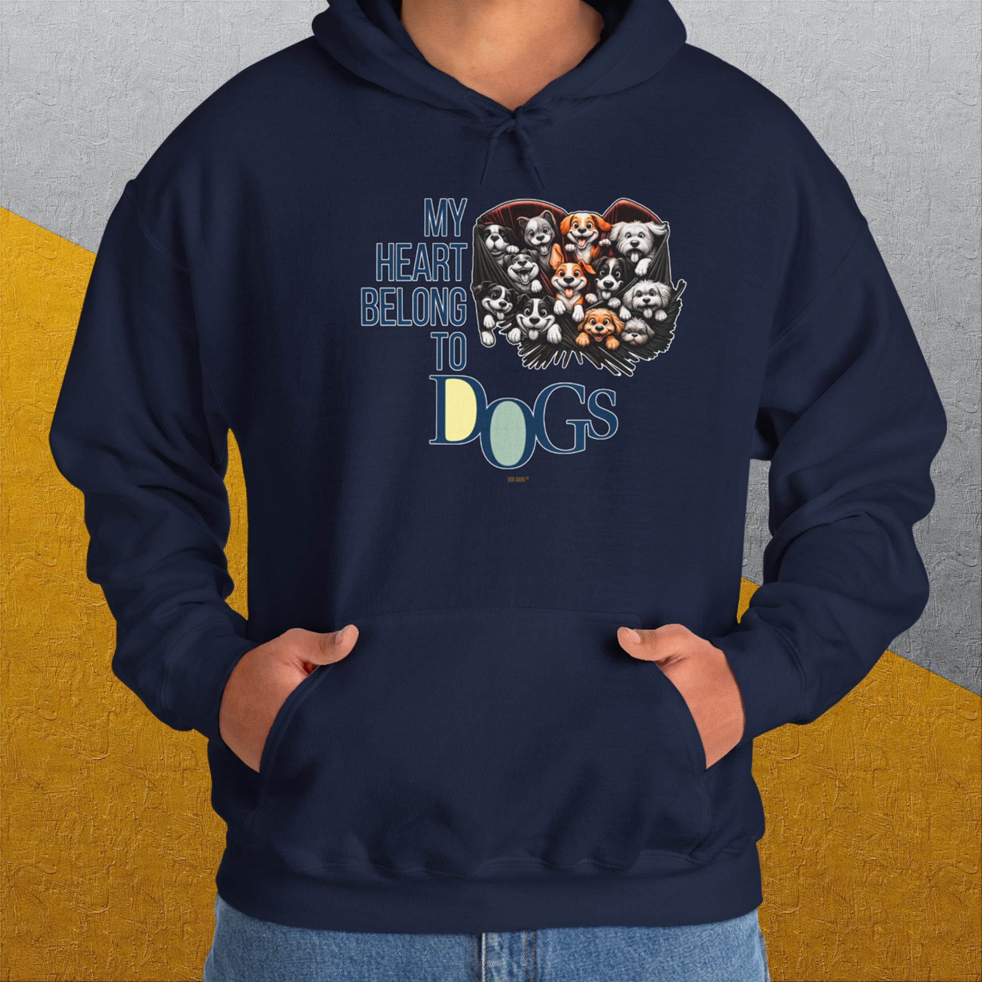 My Heart Belong To Dogs, Volume 1, Unisex Hoodie-, Design by Dog Gang