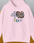 My Heart Belong To Dogs, Volume 1, Unisex Hoodie-Light Pink, Design by Dog Gang