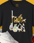 I Love Dogs - Series I, Volume 1, Unisex T-Shirt-Black. A perfect gift for dog lovers and dog owners. Design by Dog Gang